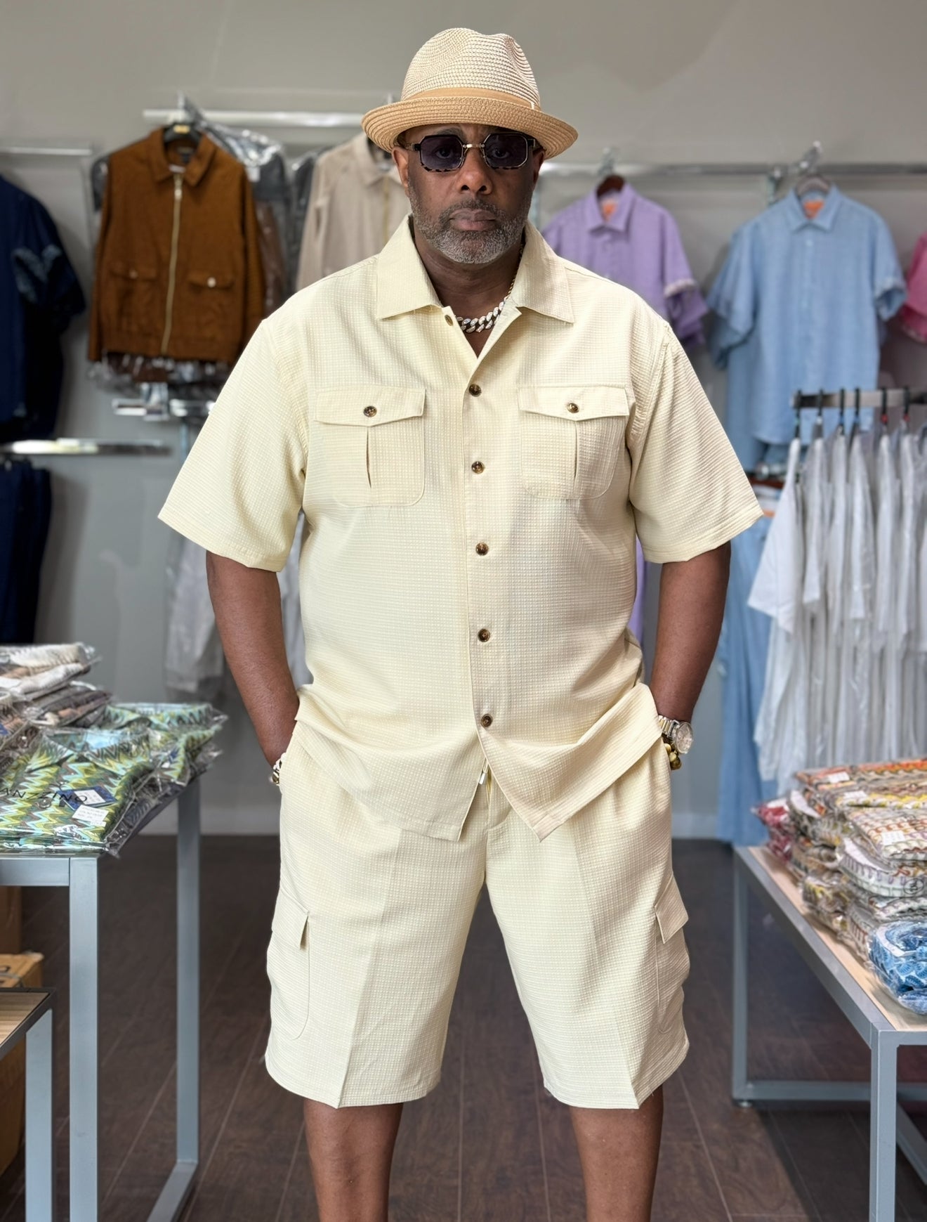 Lanzino Cargo Short Set (Almond)