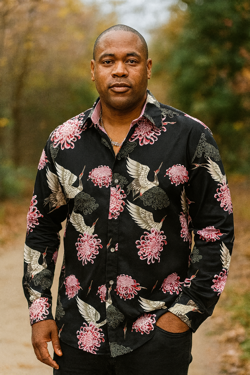 Philippe Turkish Button Up Shirt (Black/Pink)