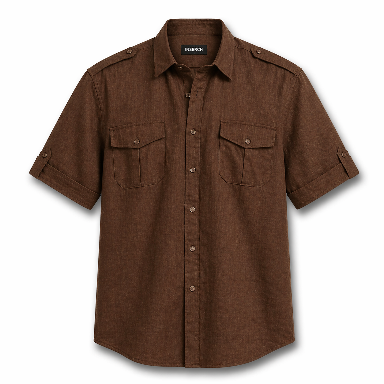 Inserch Military Linen Shirt (Chocolate)