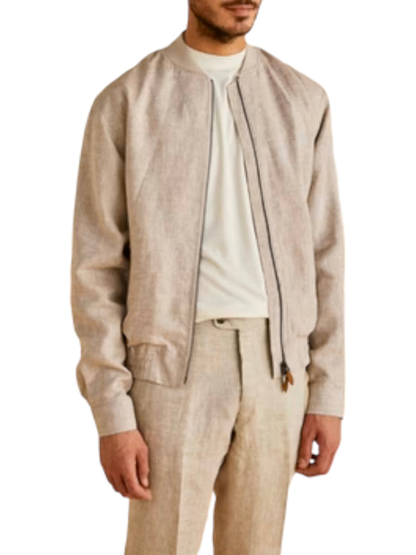 Inserch Linen Bomber Jacket Suit (Oatmeal)