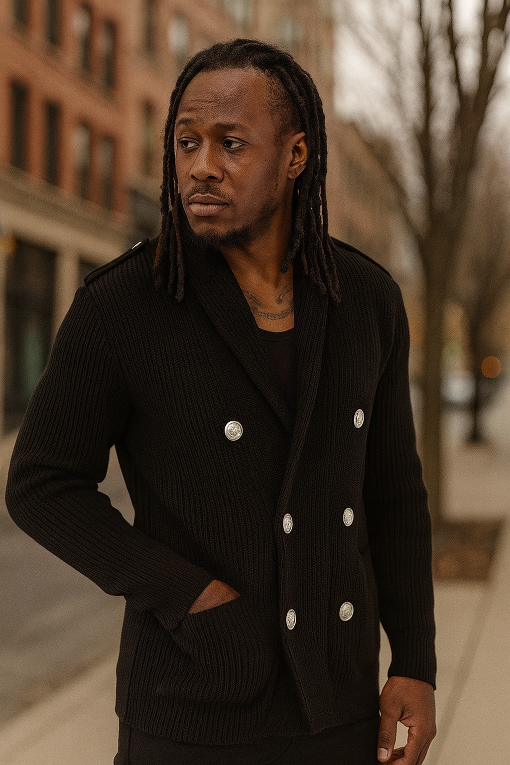 Military DB Cardigan (Black) OIM