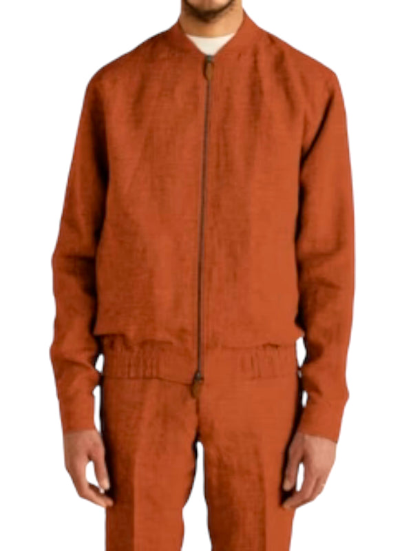 Inserch Linen Bomber Jacket Suit (Burnt Orange)