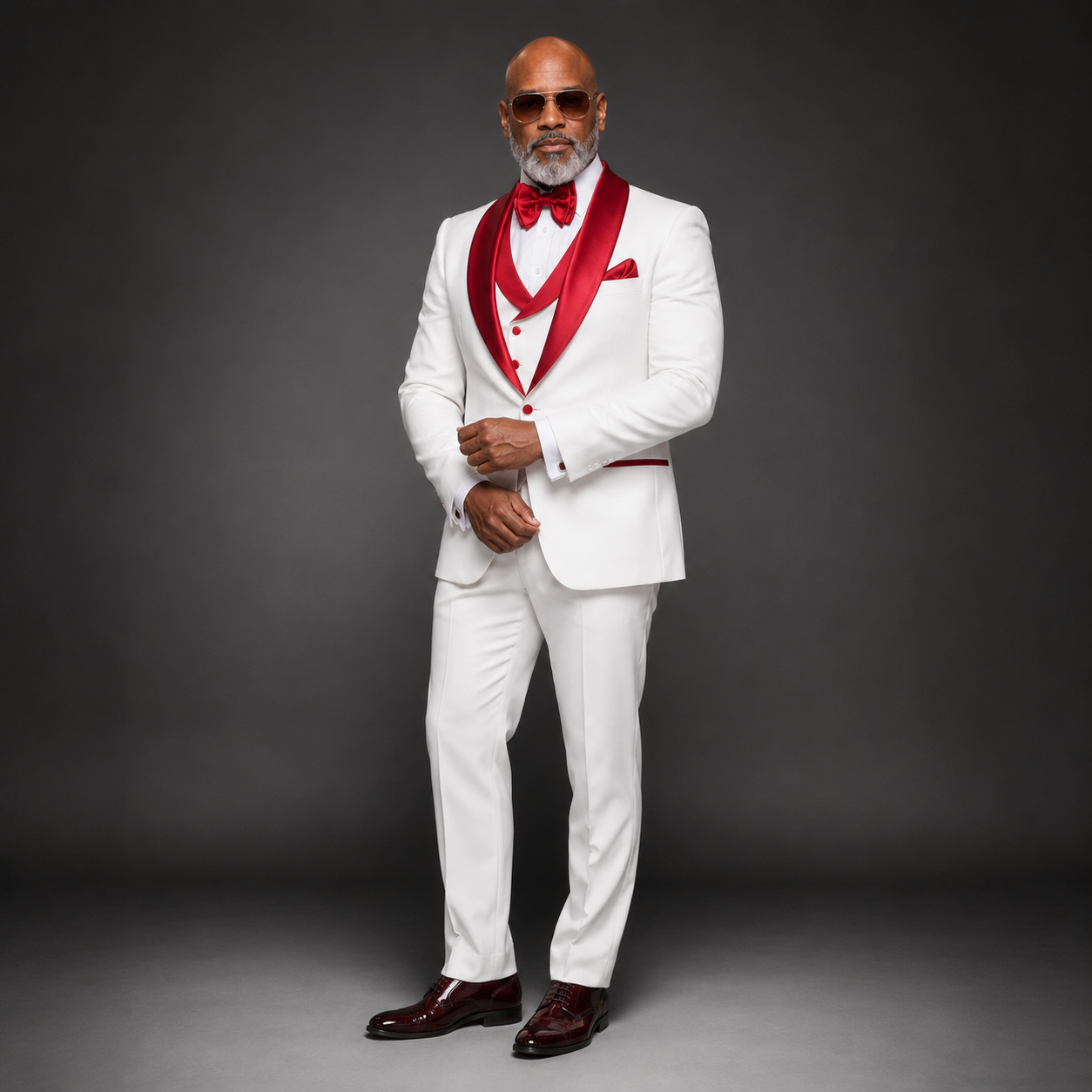 Rossi Man 3 Piece Tuxedo - Red White RM1962