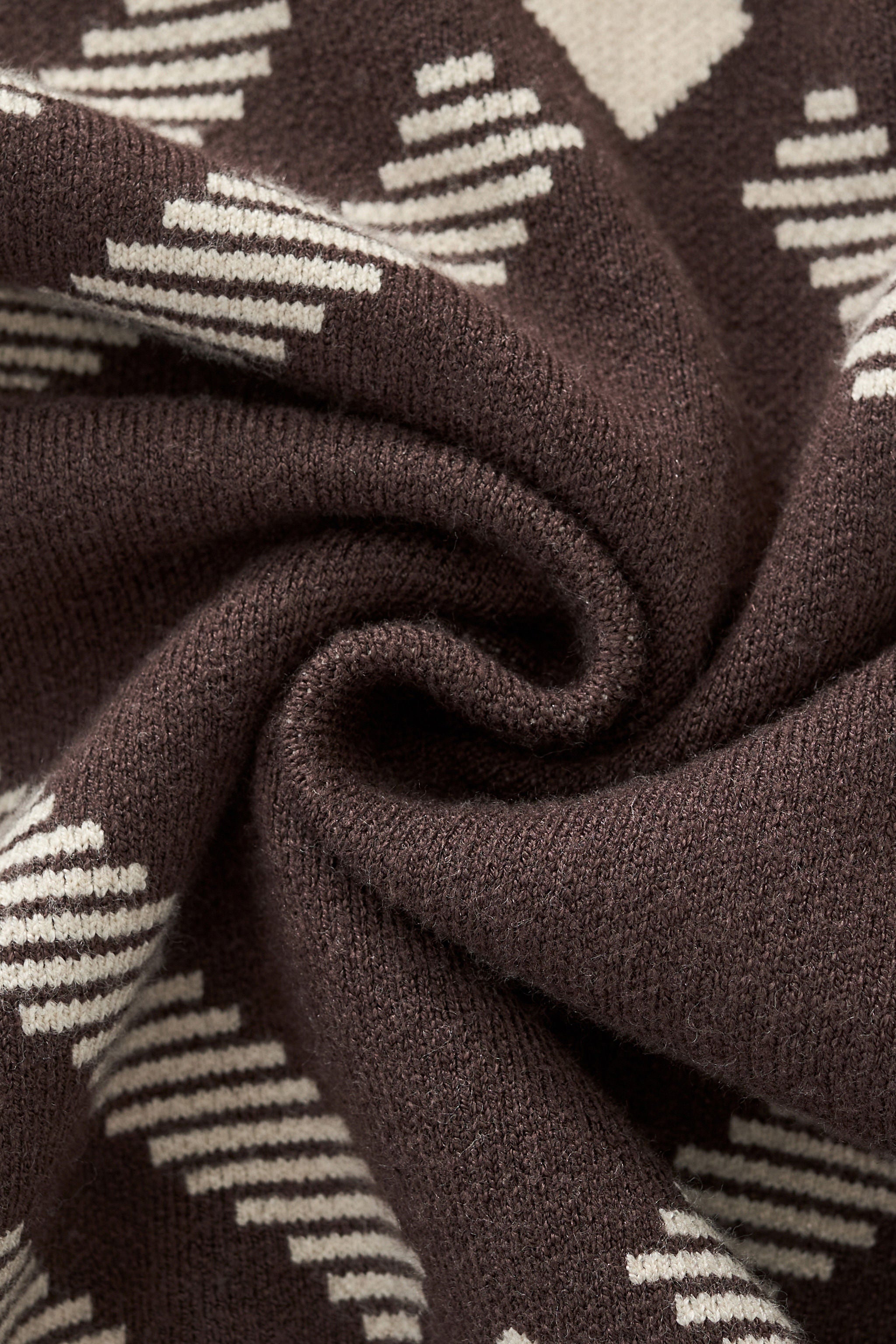 Paramount Lattice Knit LS BROWN