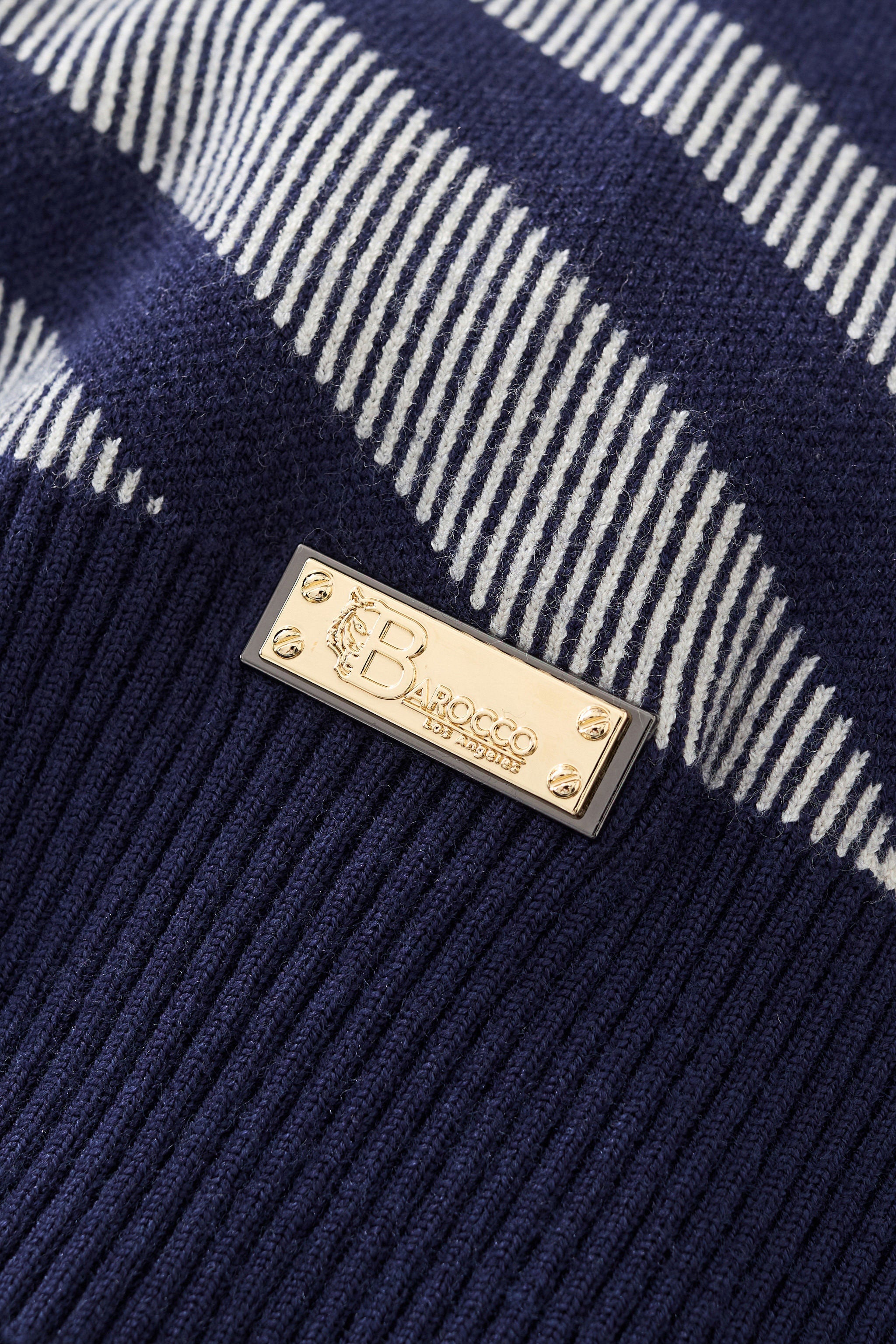 Paramount Lattice Knit Polo LS NAVY