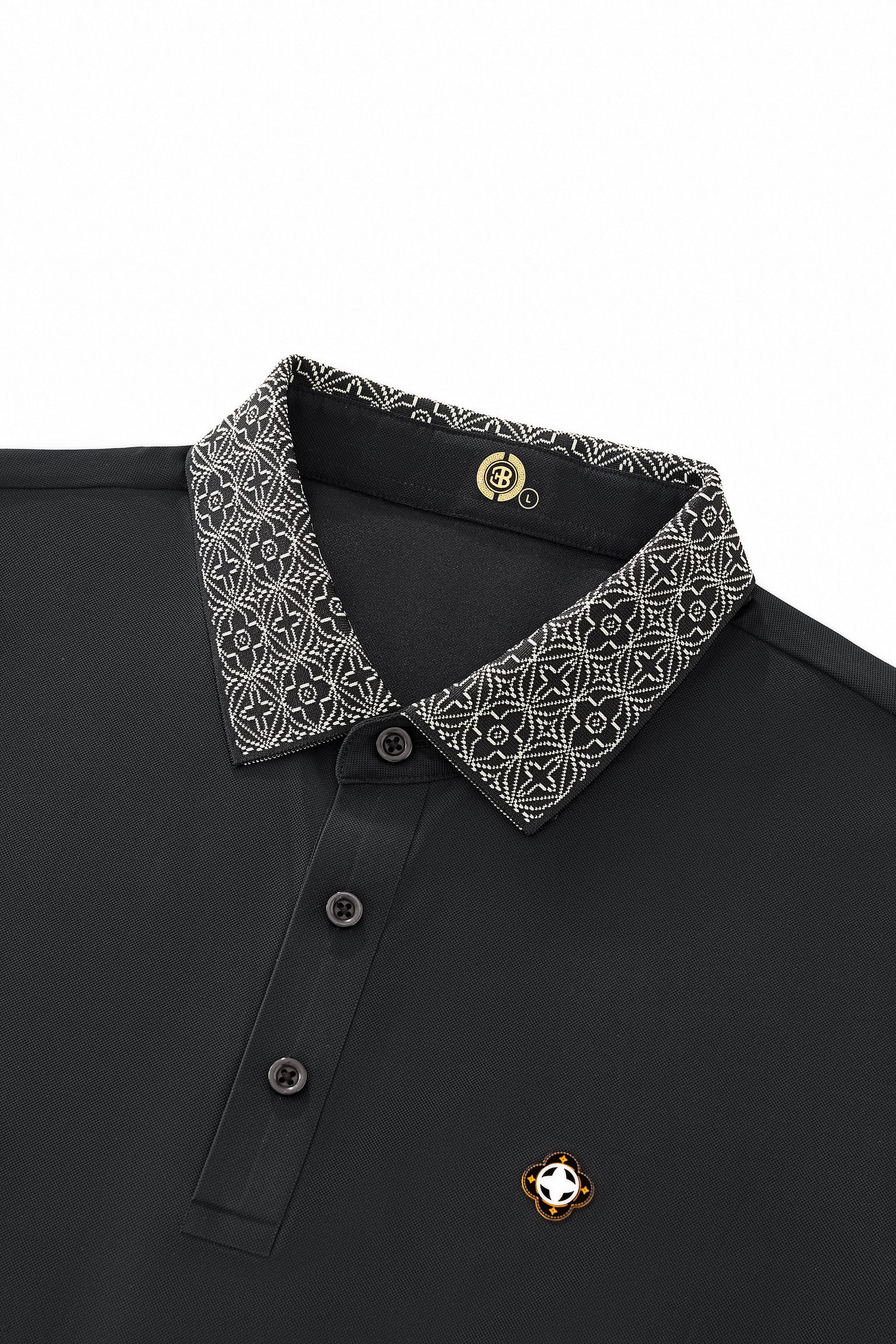 Pattern Trim Performance Polo – El Baron BLACK