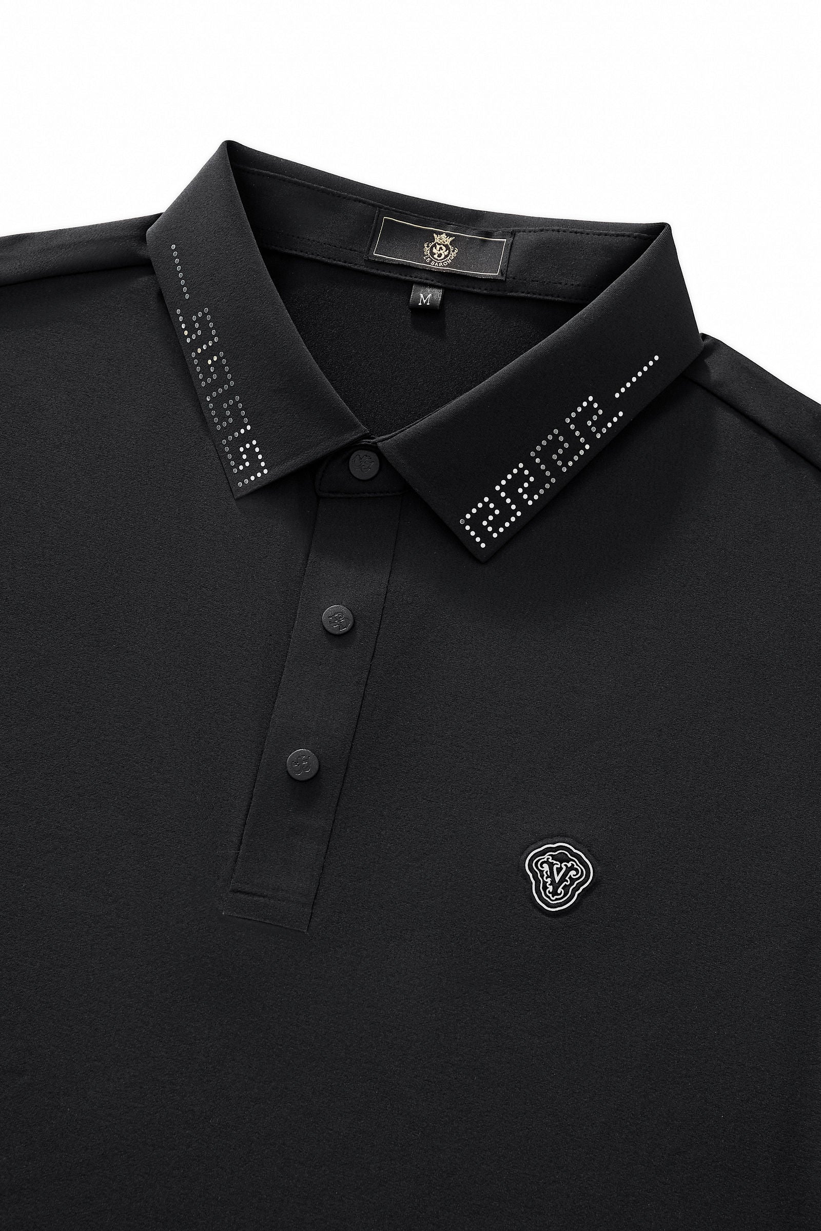 Perforated Collar Performance Polo – El Baron BLACK/SILVER