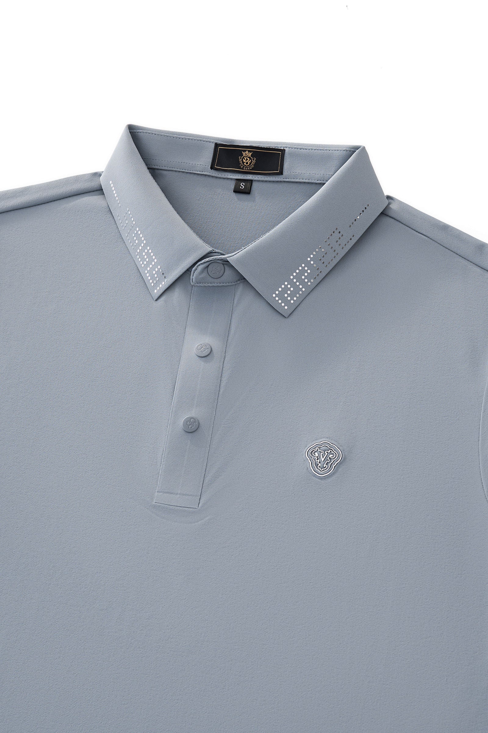 Perforated Collar Performance Polo – El Baron GREY/SILVER