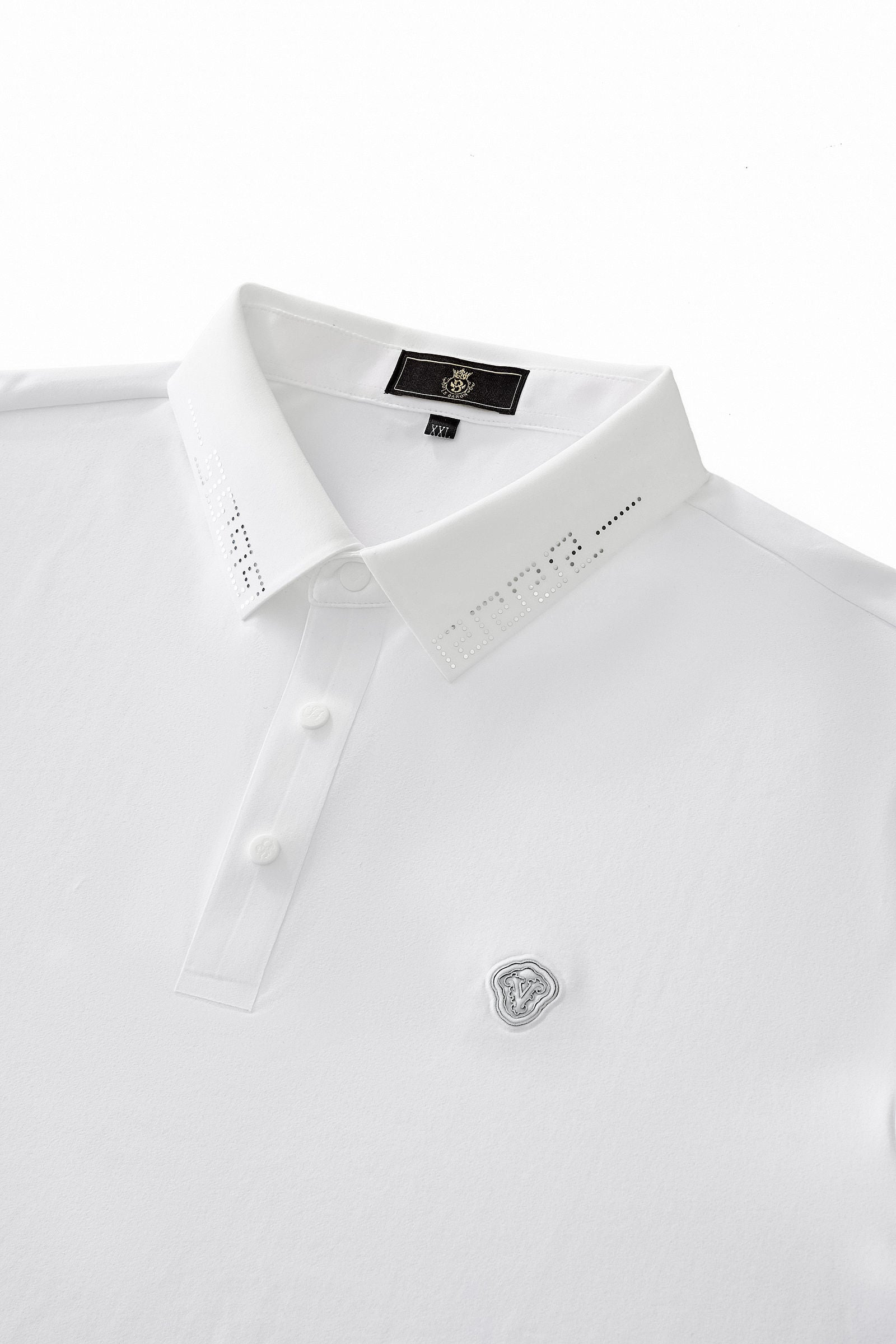Perforated Collar Performance Polo – El Baron WHITE/SILVER