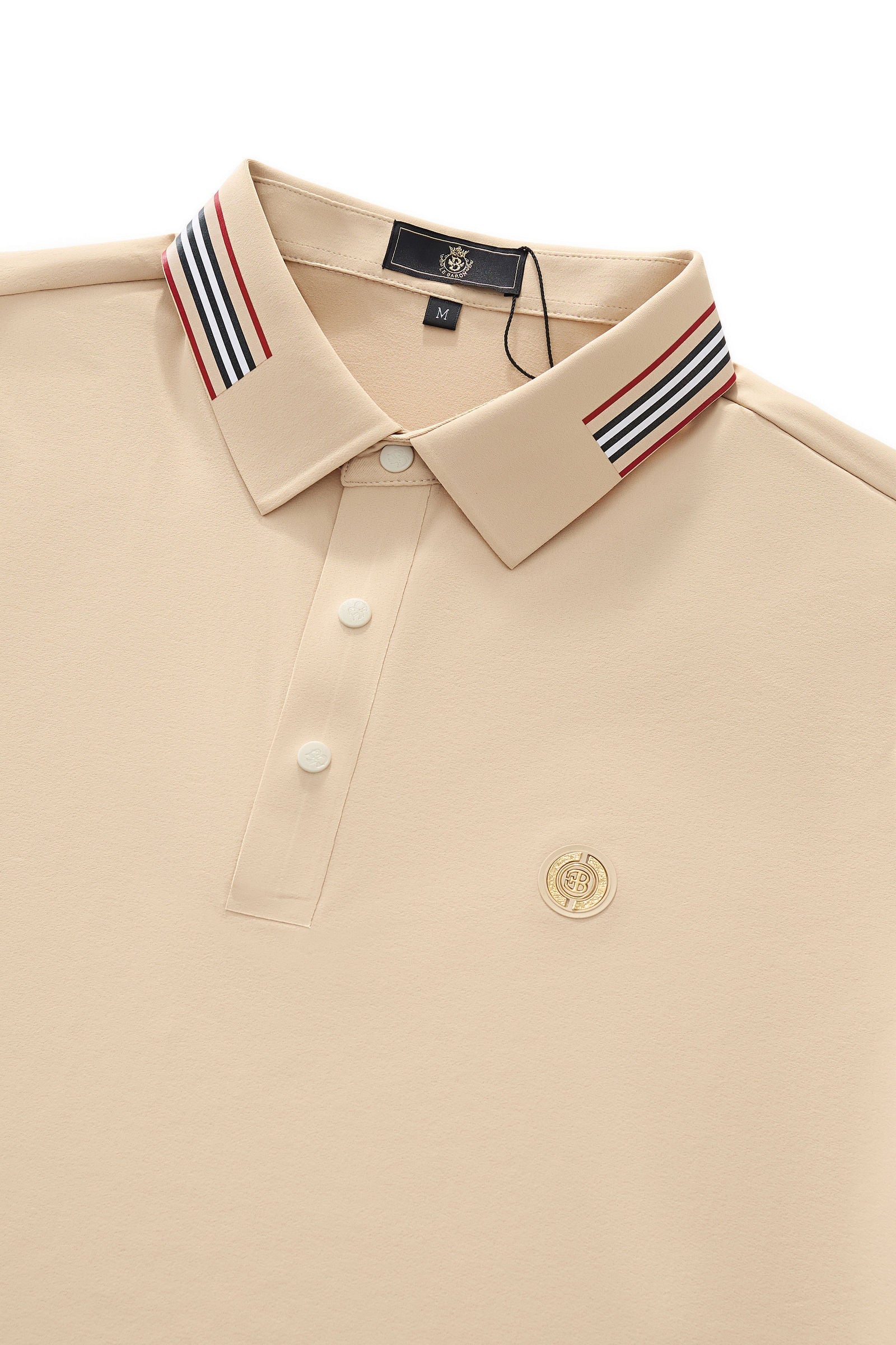 Stripe Collar Performance Polo – El Baron KHAKI