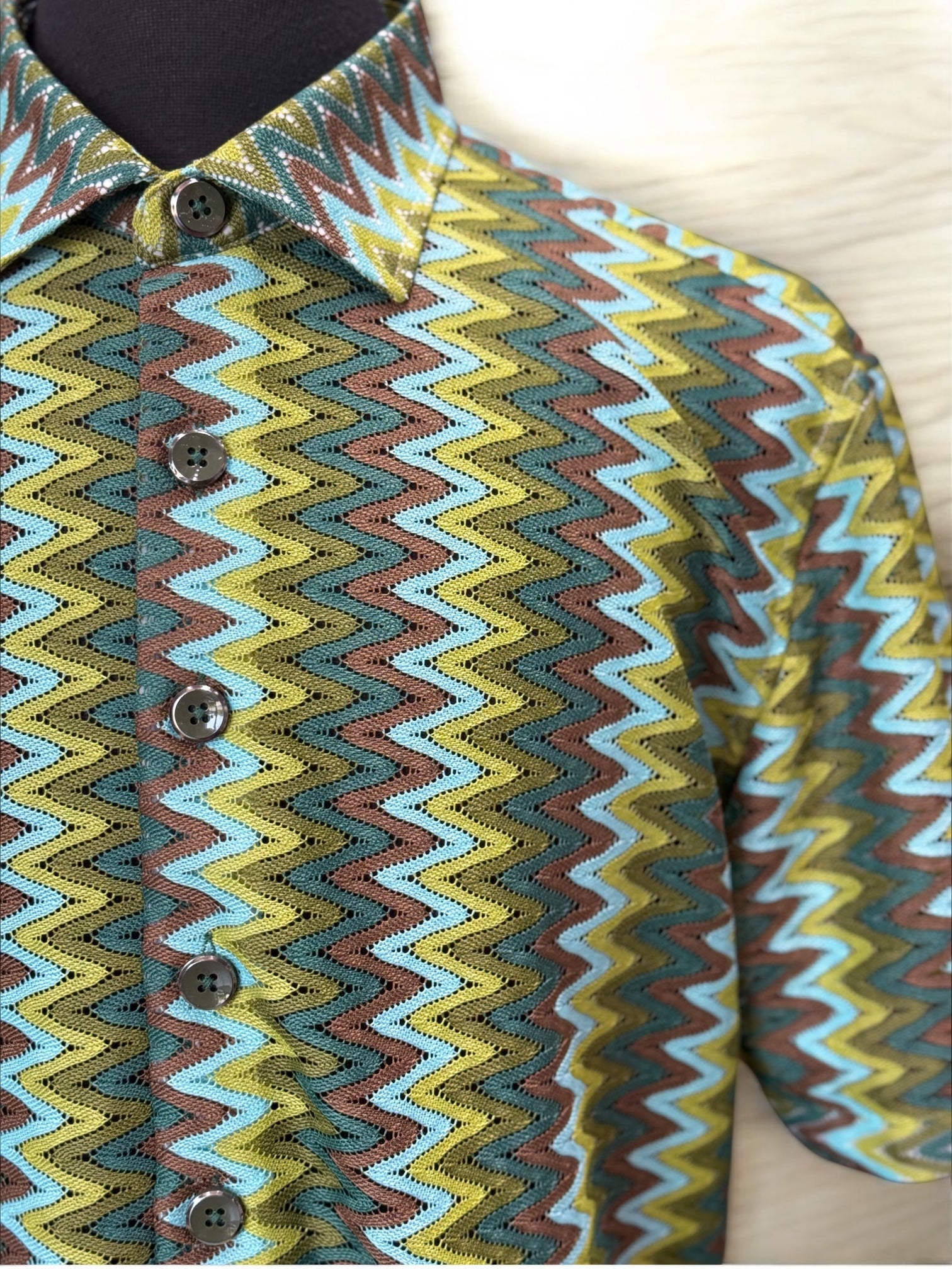 Lanzino "Woven" Short Sleeve Shirt (Olive) 122