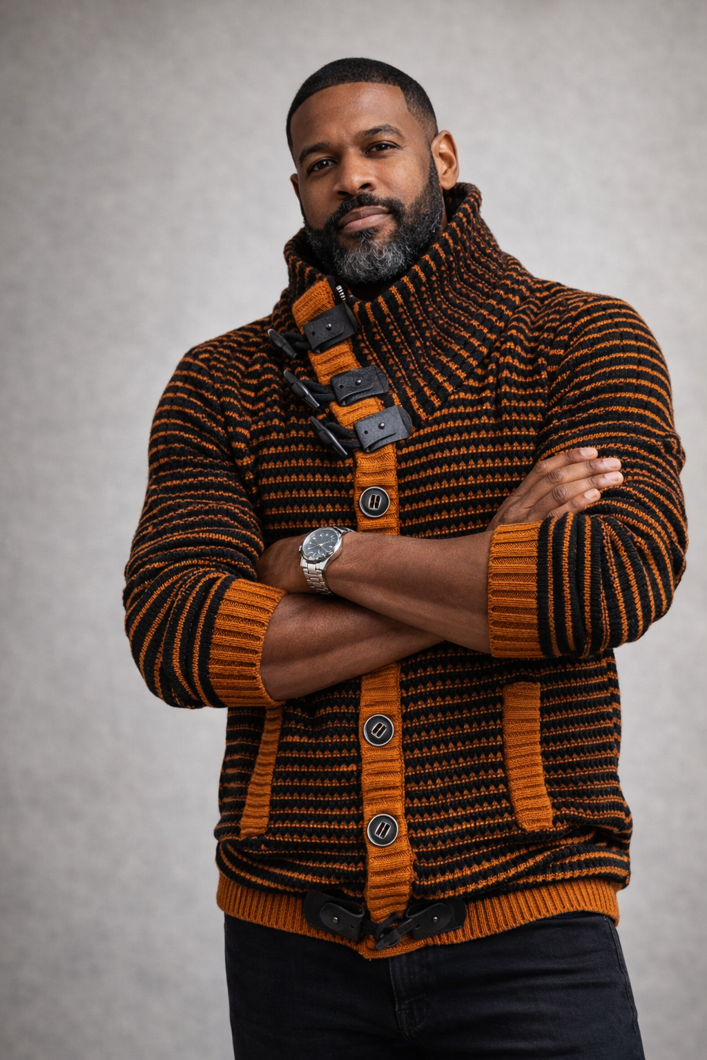 Lcr High Collar Sweater (Black/ Light Cinnamon) 55012C5