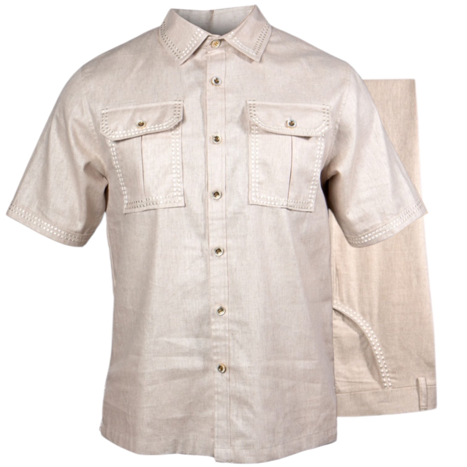 Prestige "Stitched2" Linen Pant Set (Oatmeal) 530
