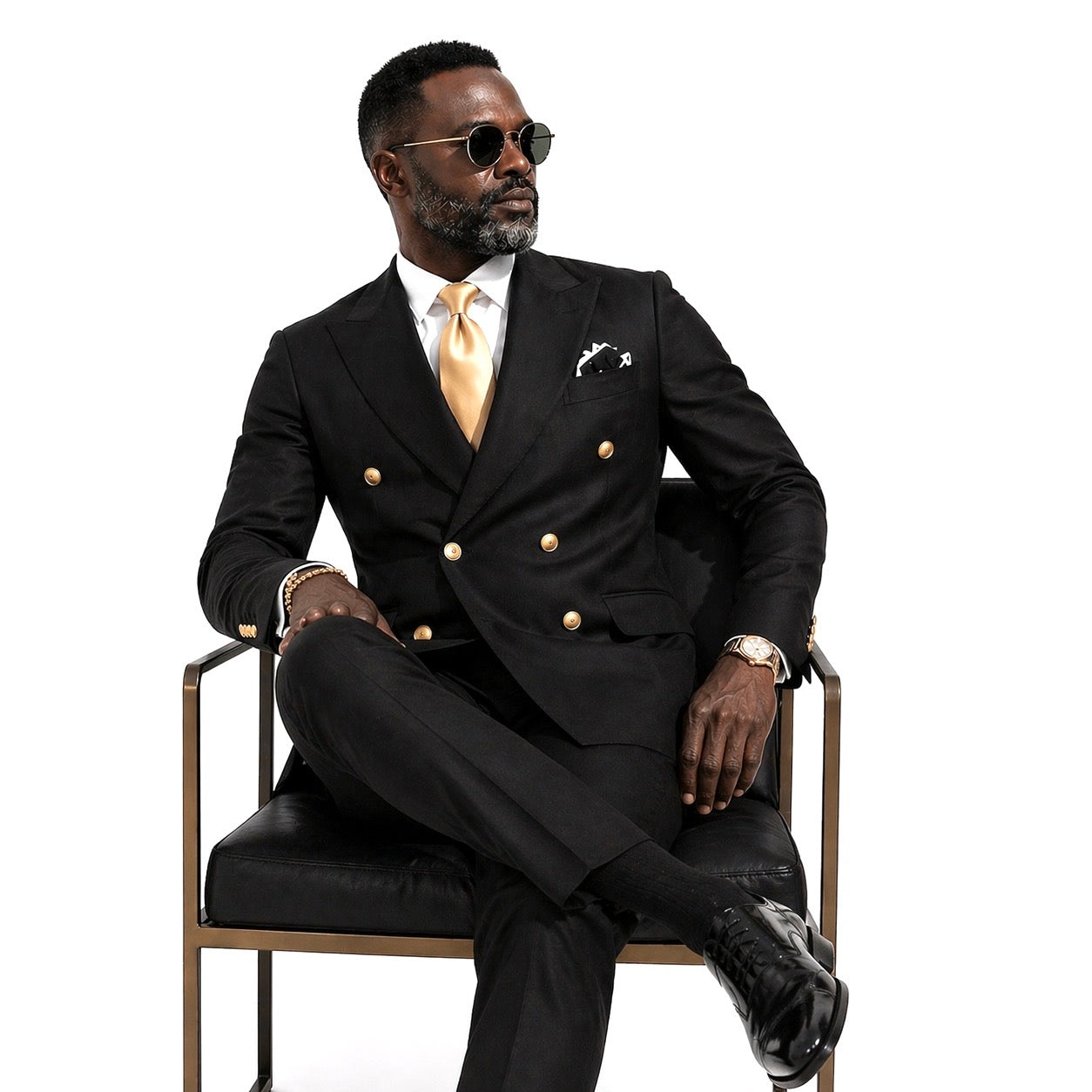 Rossi Man Black Double Breasted Men's Modern Fit Suit