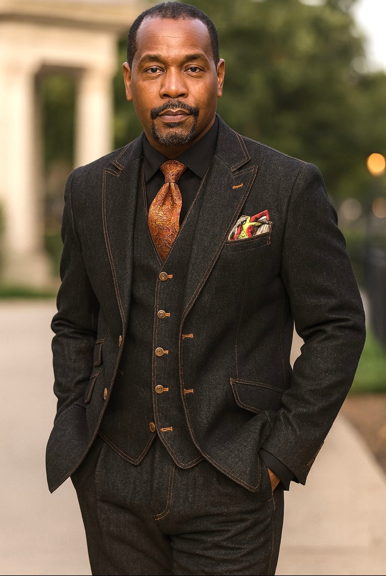 3pc Denim Jean Suit Relaxed fit (Black)