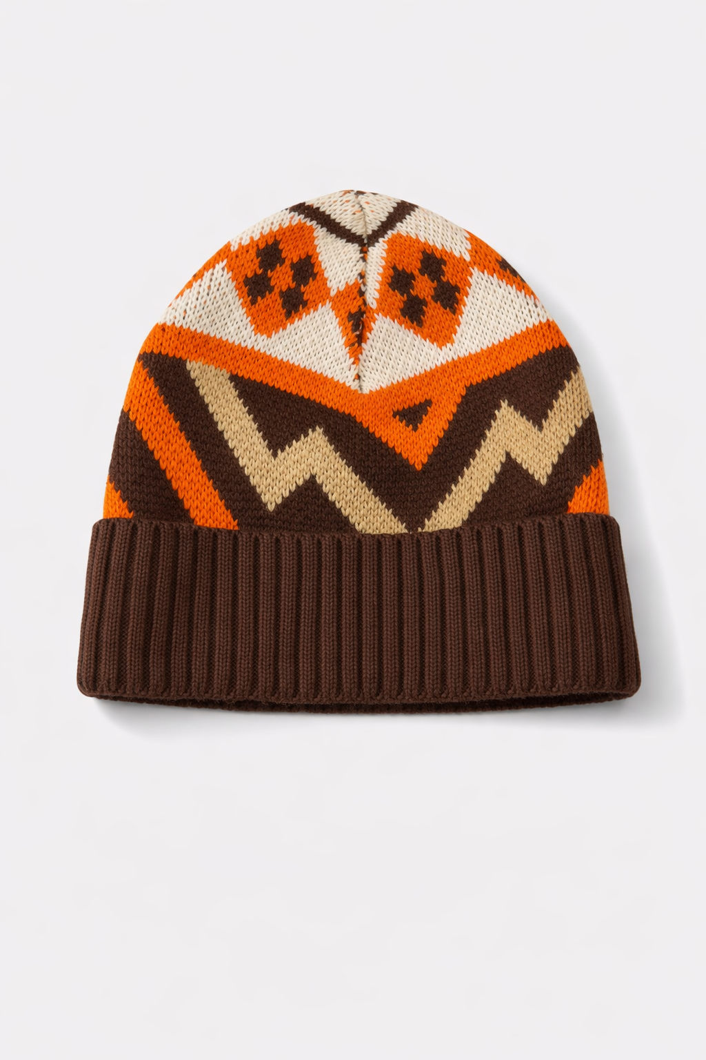 OIM Azteka Beanie Hat (Orange/Cream/Brown)
