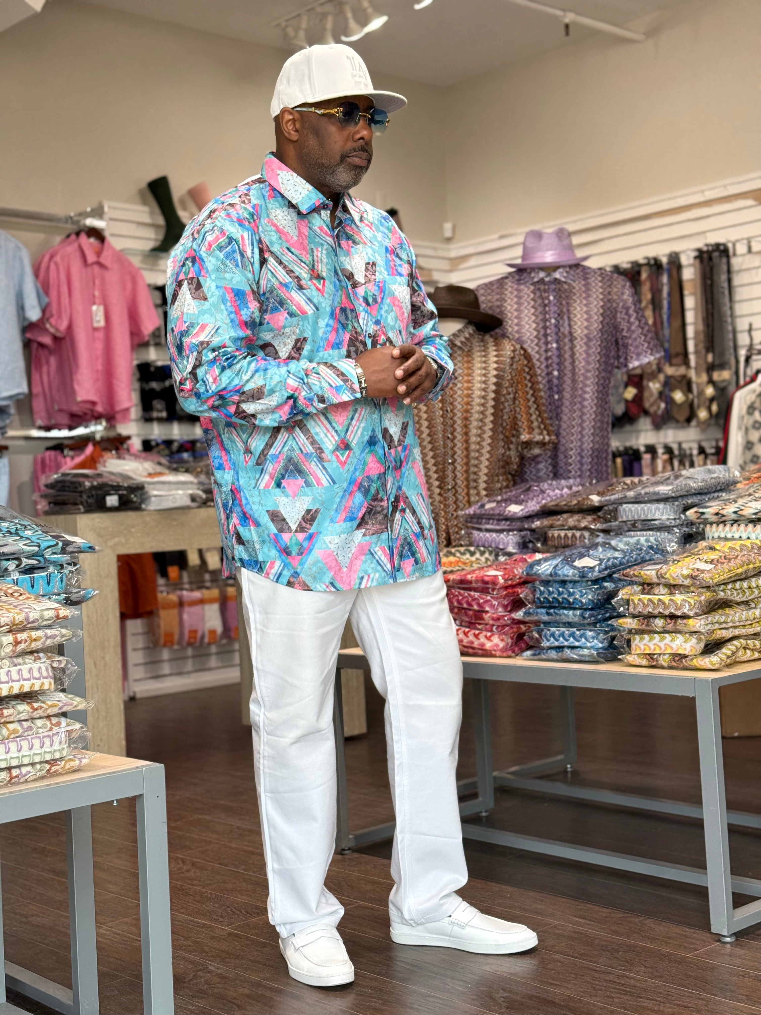 Cigar Couture "Sunset2" Shirt (Aqua) 4072