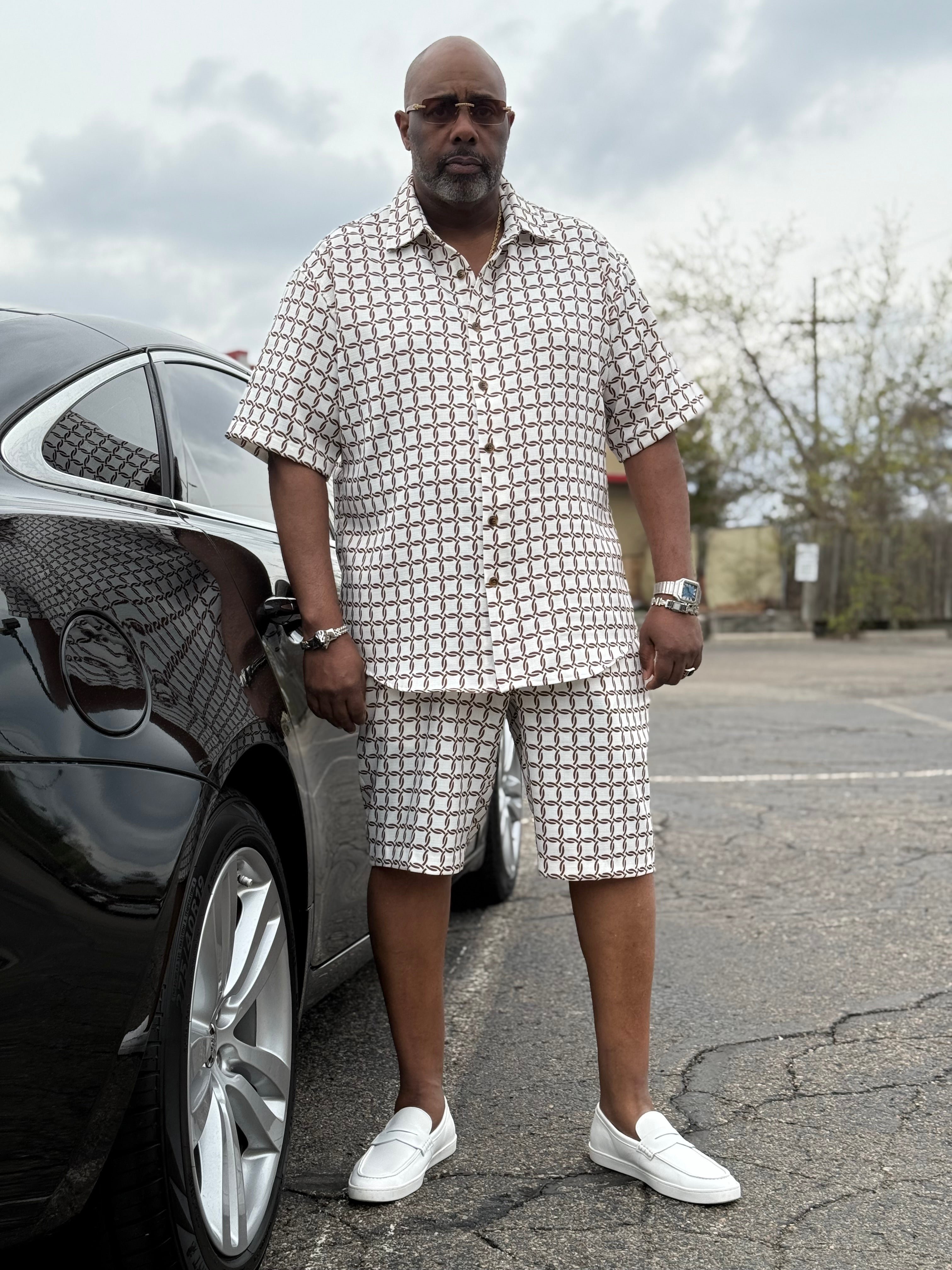 Lanzino Luxury Short Set (Brown) 220