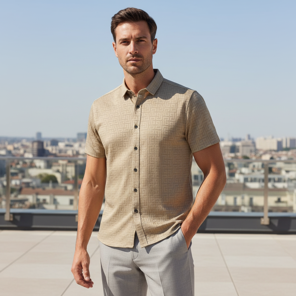 Grecian Grace Shirt - Century Penthouse KHAKI