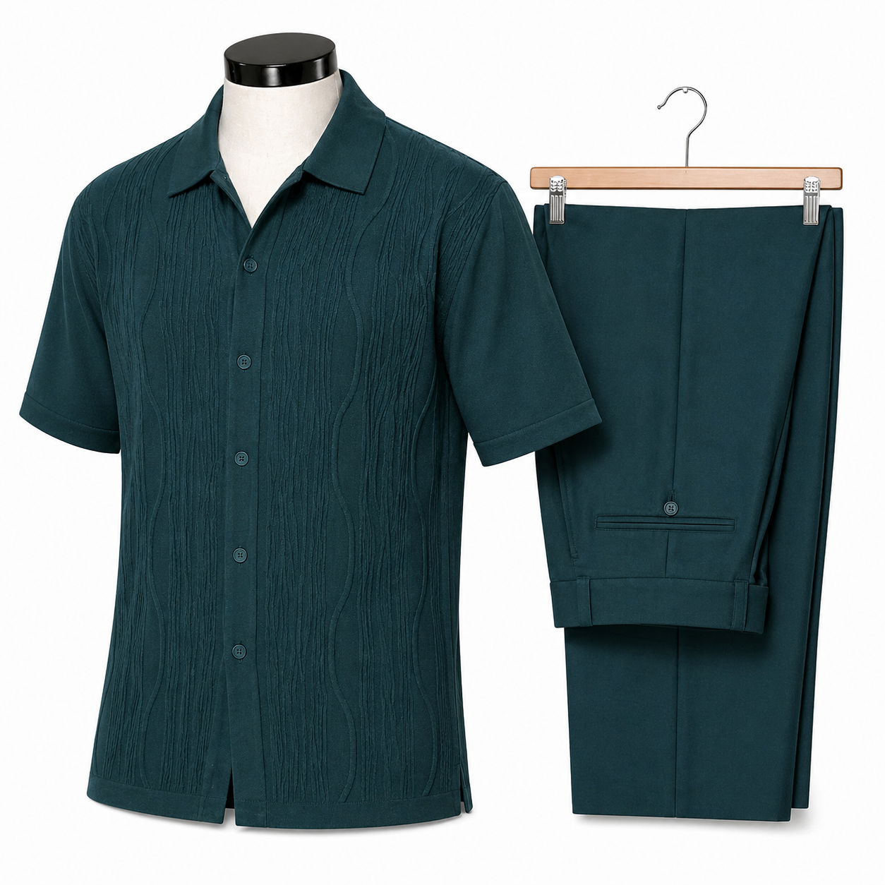 Silversilk Men’s 2-Piece Walking Suit – Knit Set – Teal 21001