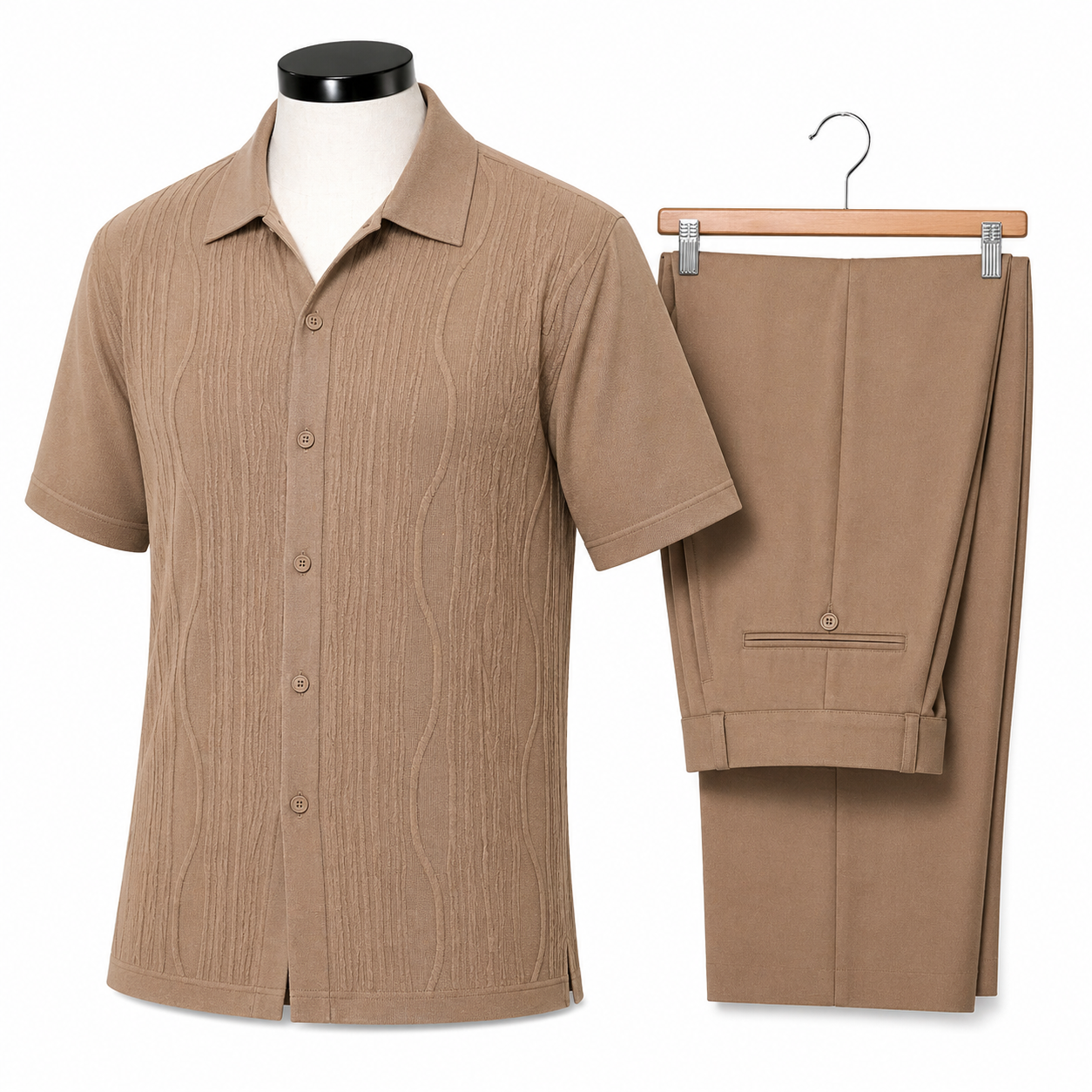 Silversilk Men’s 2-Piece Walking Suit – Knit Set – Taupe 21001