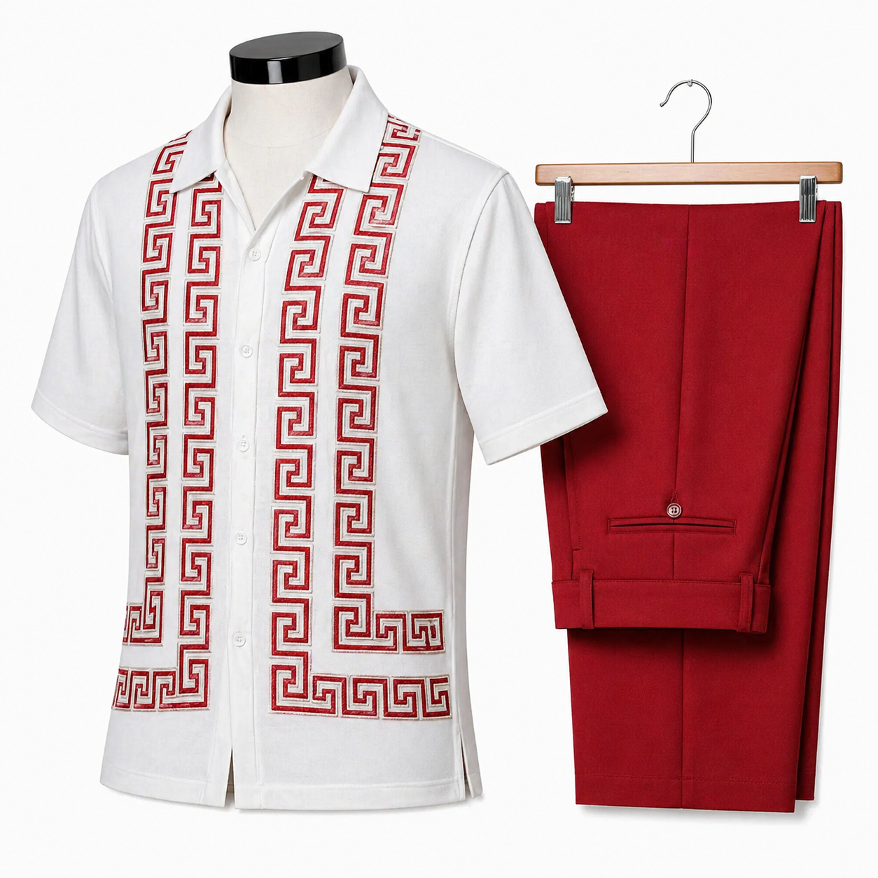 Silversilk Men’s 2-Piece Walking Suit – Knit Set – Red 21019