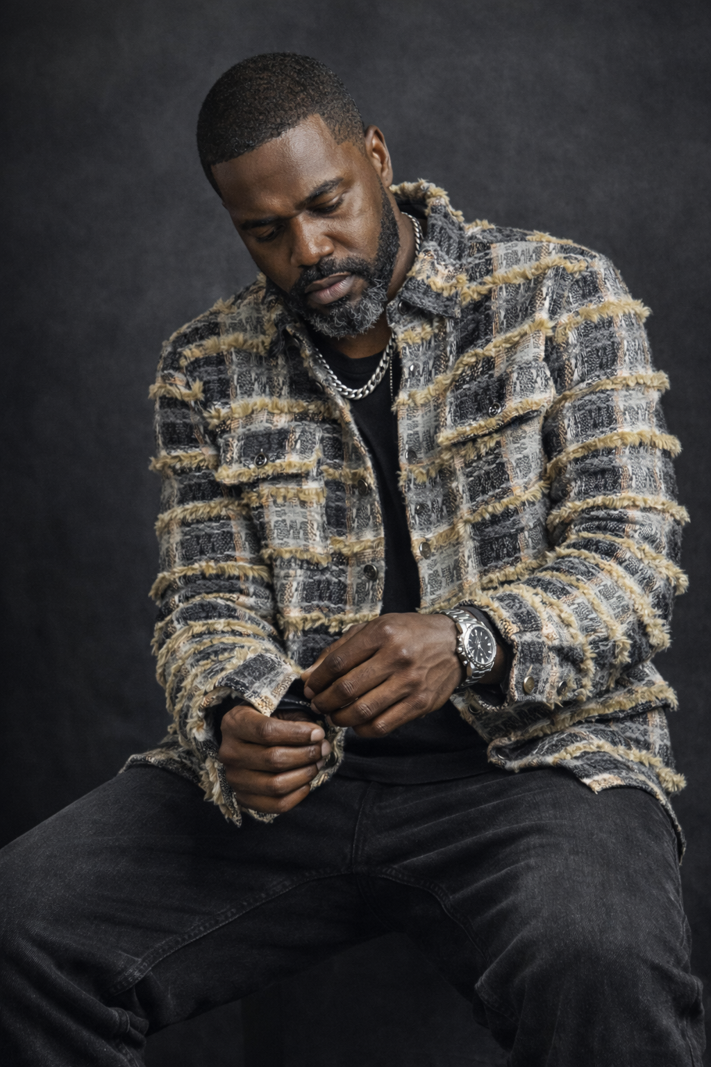 Lanzino Luxury Shirt Jacket (Black/Gray/Taupe)