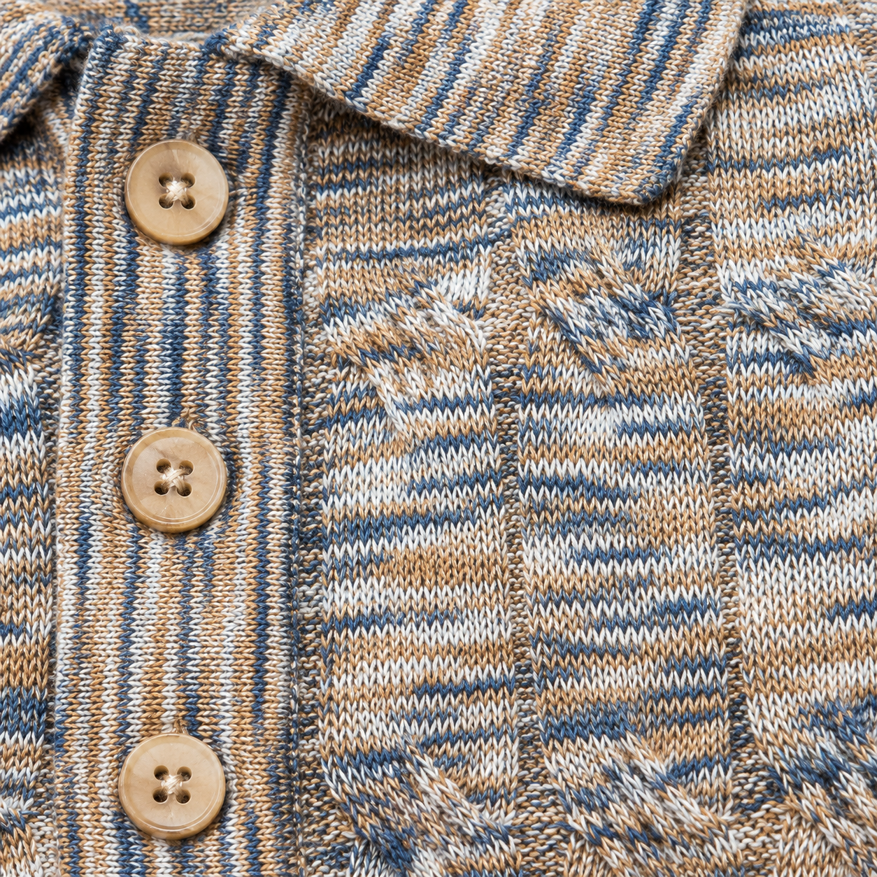 Stacy Adams Zip Knit Polo – Relaxed Fit Tan/Navy 21057