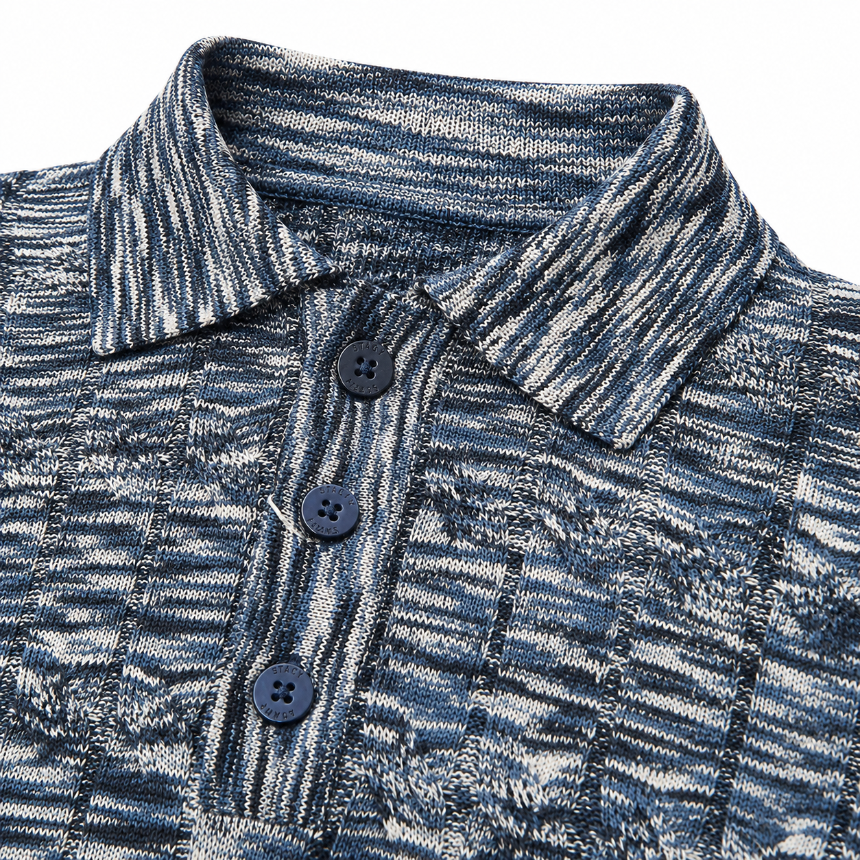 Stacy Adams Zip Knit Polo – Relaxed Fit Navy/Gray 21057