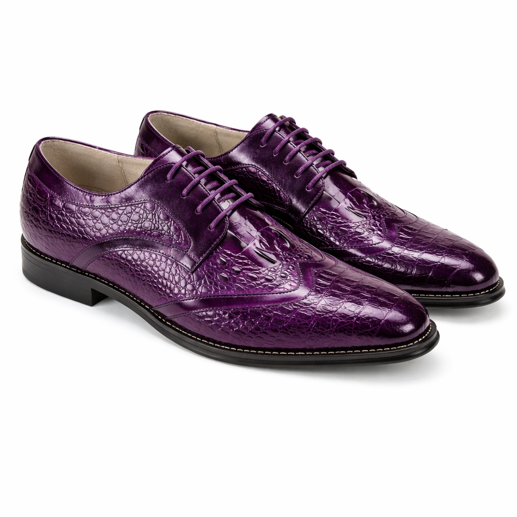 Giovanni Shane Men’s Calfskin Leather Shoe – Purple