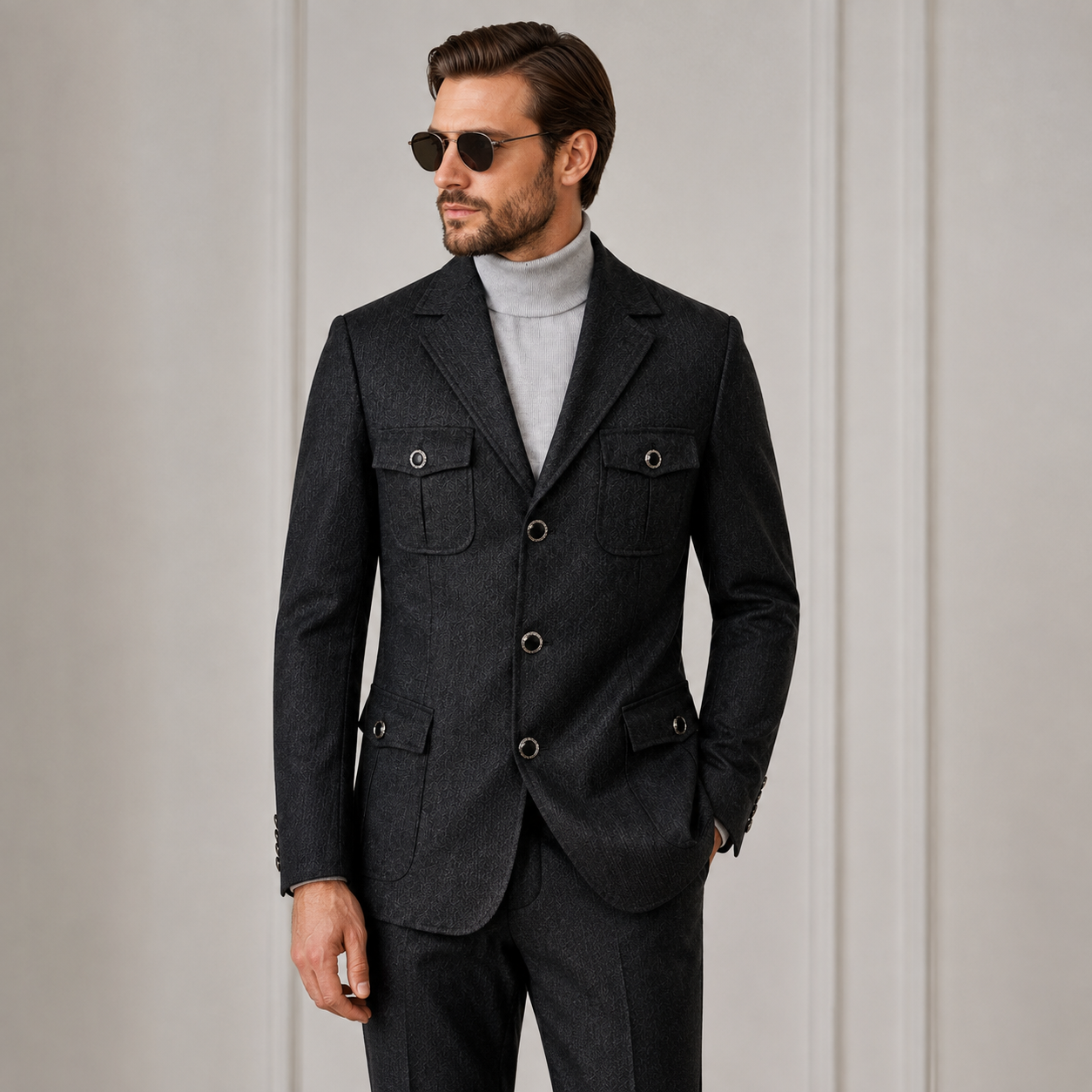 Rossi Man Safari Men's Modern Fit Suit - BlackRM1985