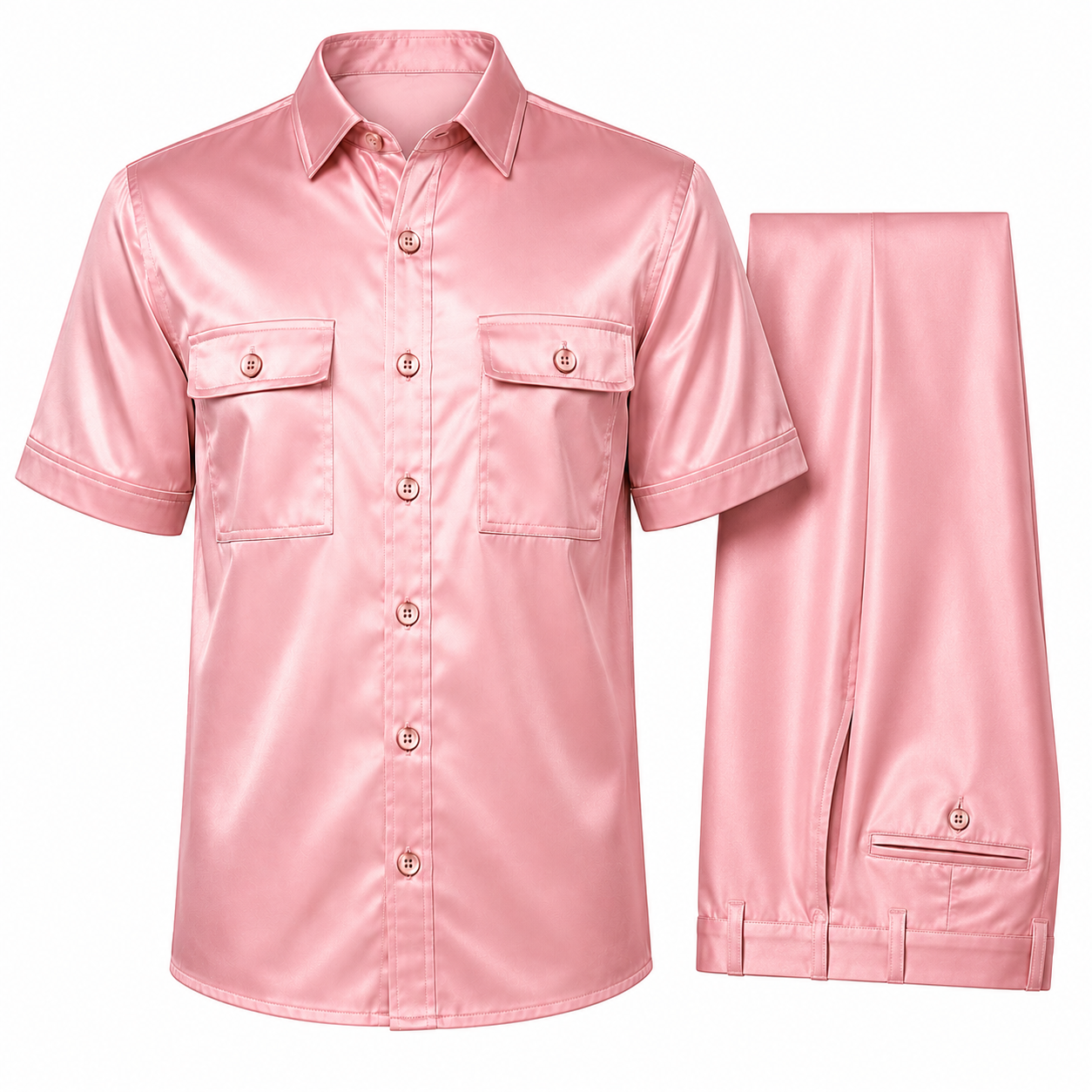 Lanzino Men's Silky Linen Pant Set – Blush