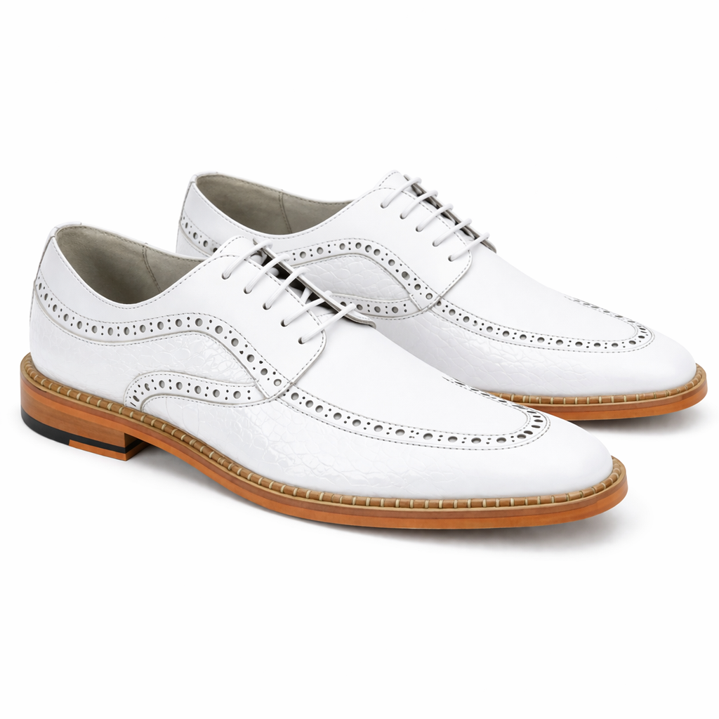 Giovanni Terence Men’s Moc-Toe Leather Shoe – White