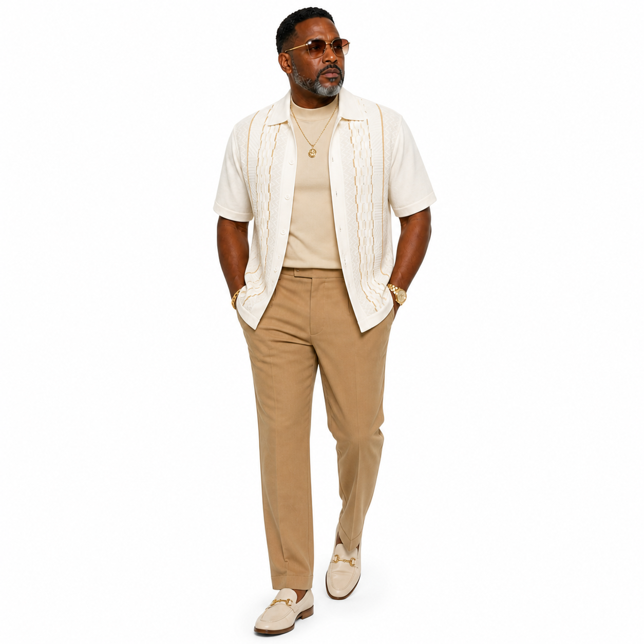Silversilk Men’s 2-Piece Walking Suit – Knit Set – Tan 21015