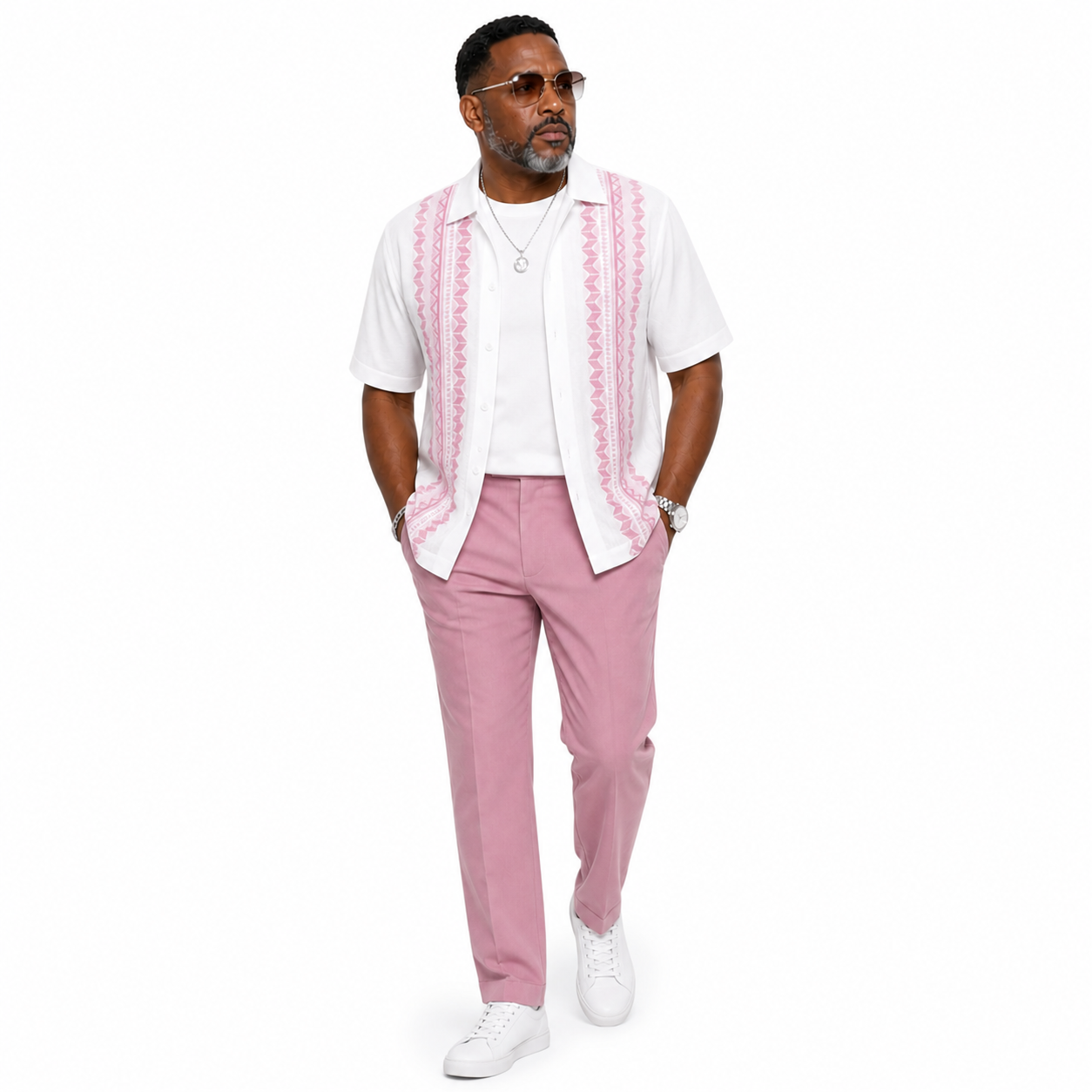 Silversilk Men’s 2-Piece Walking Suit – Knit Set – Pink 21012