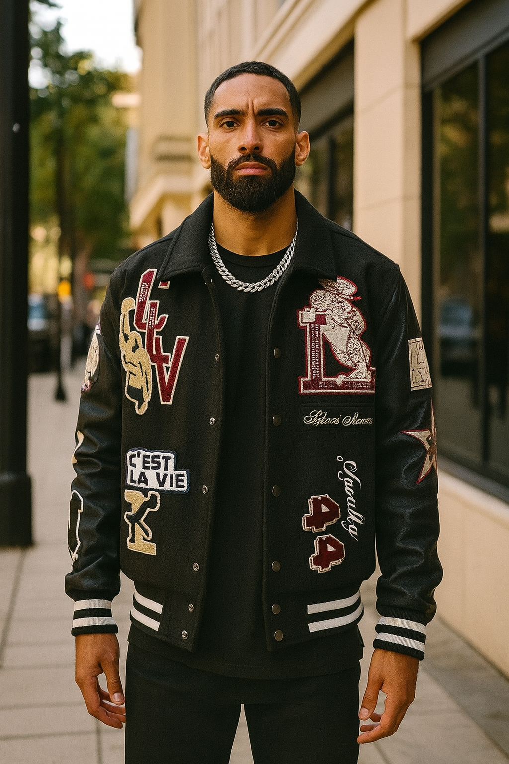 Jordan Craig Men’s Wool Bomber Jacket – Black Burgundy