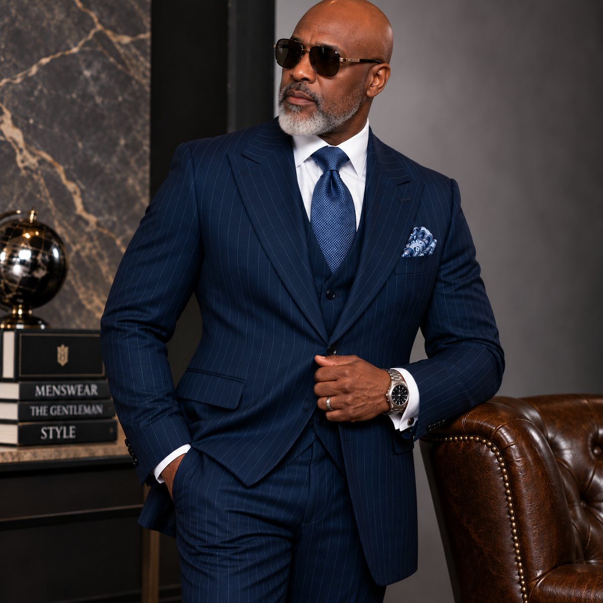 Rossi Man Navy Modern Fit 3-Piece Vested Suit - TOMRM1873
