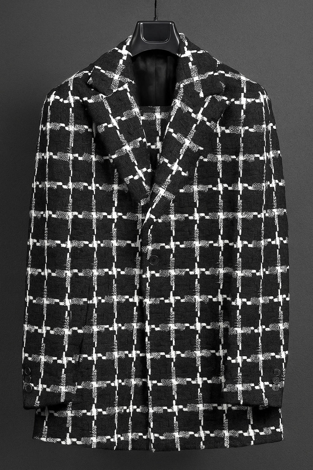 Lanzino 3/4 Length Car Coat (Black/White)