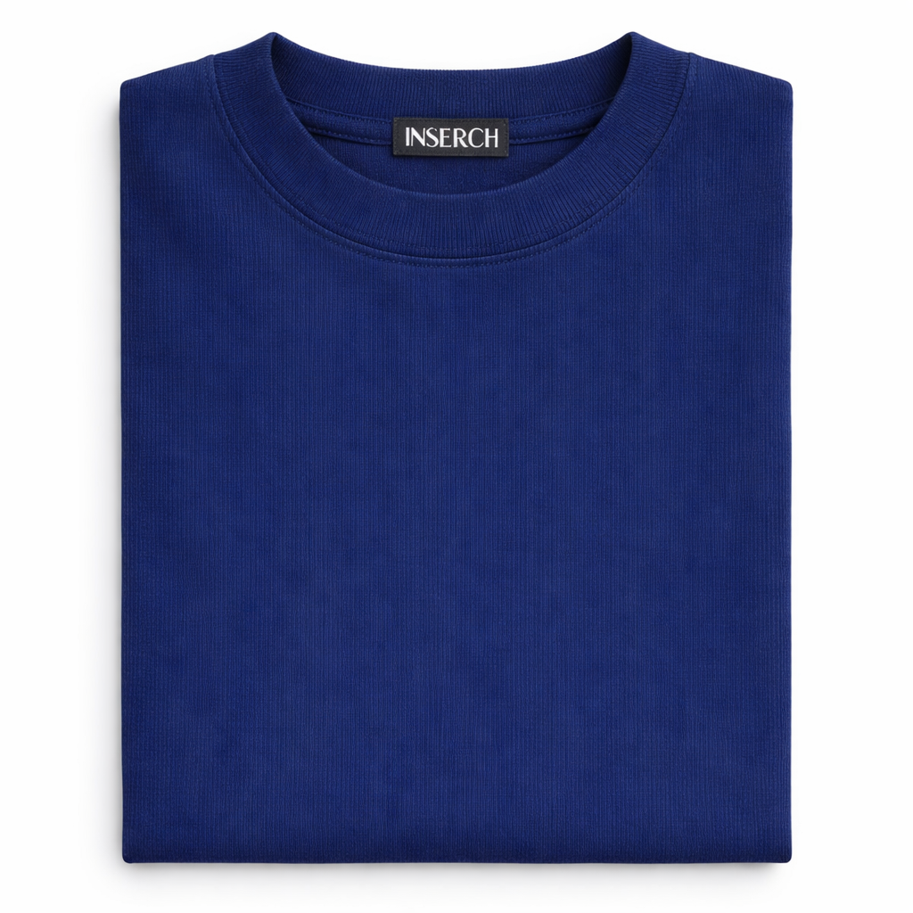 Inserch Men’s Short Sleeve Mock Neck Sweater - Navy Blue