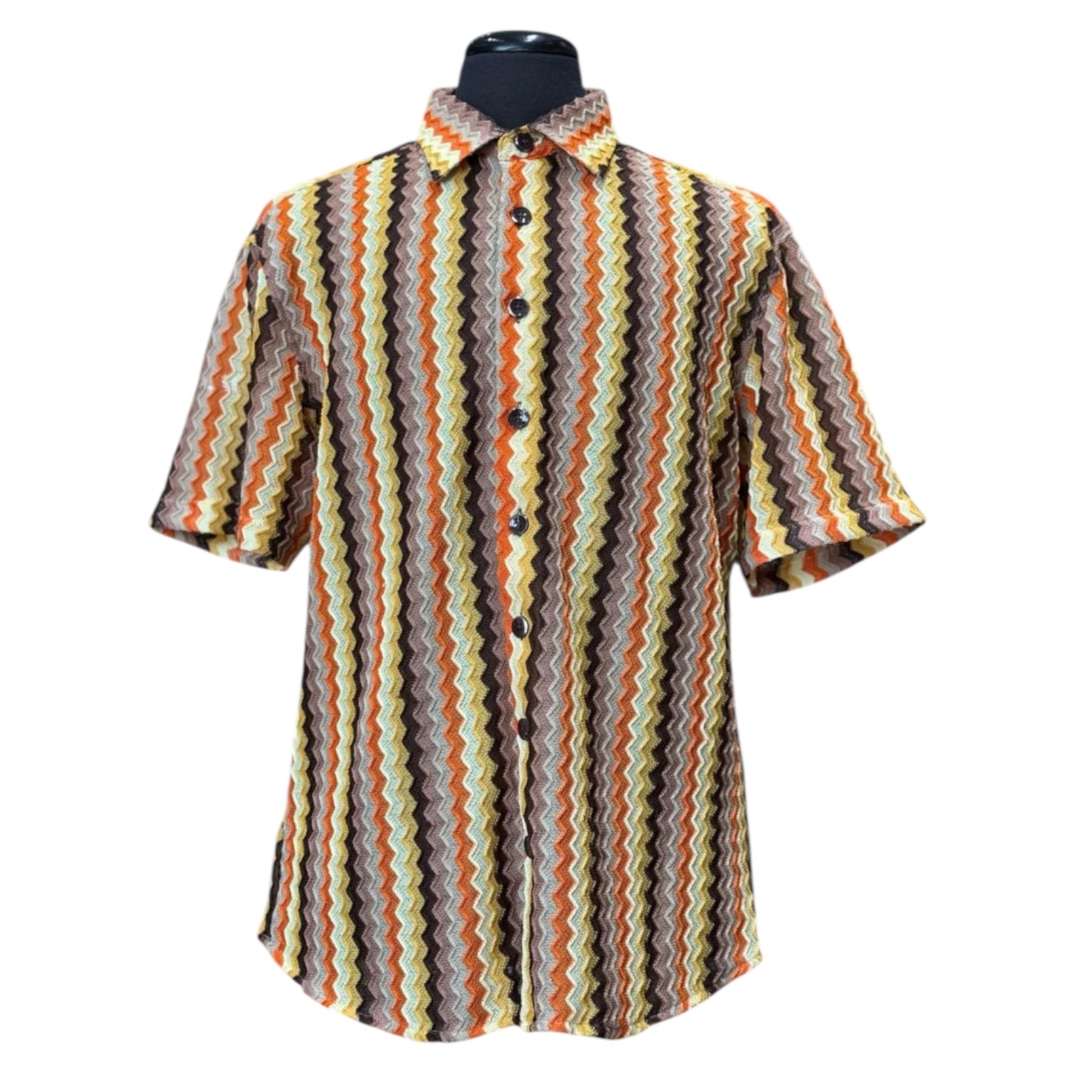 Lanzino "Woven" Short Sleeve Shirt (Orange) 107