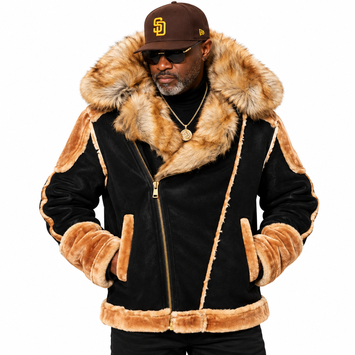 Jordan Craig Motto Faux Suede Shearling Jacket – Black Coffee