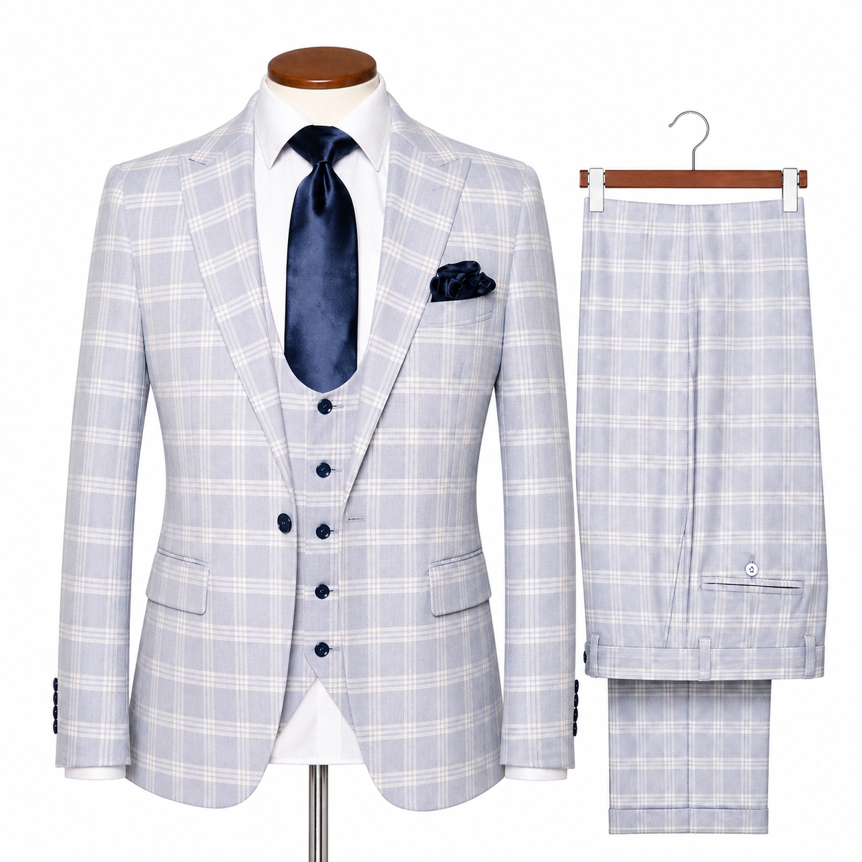 Rossi Man Modern Fit 3-Piece Vested Suit - Cloud Blue 2244