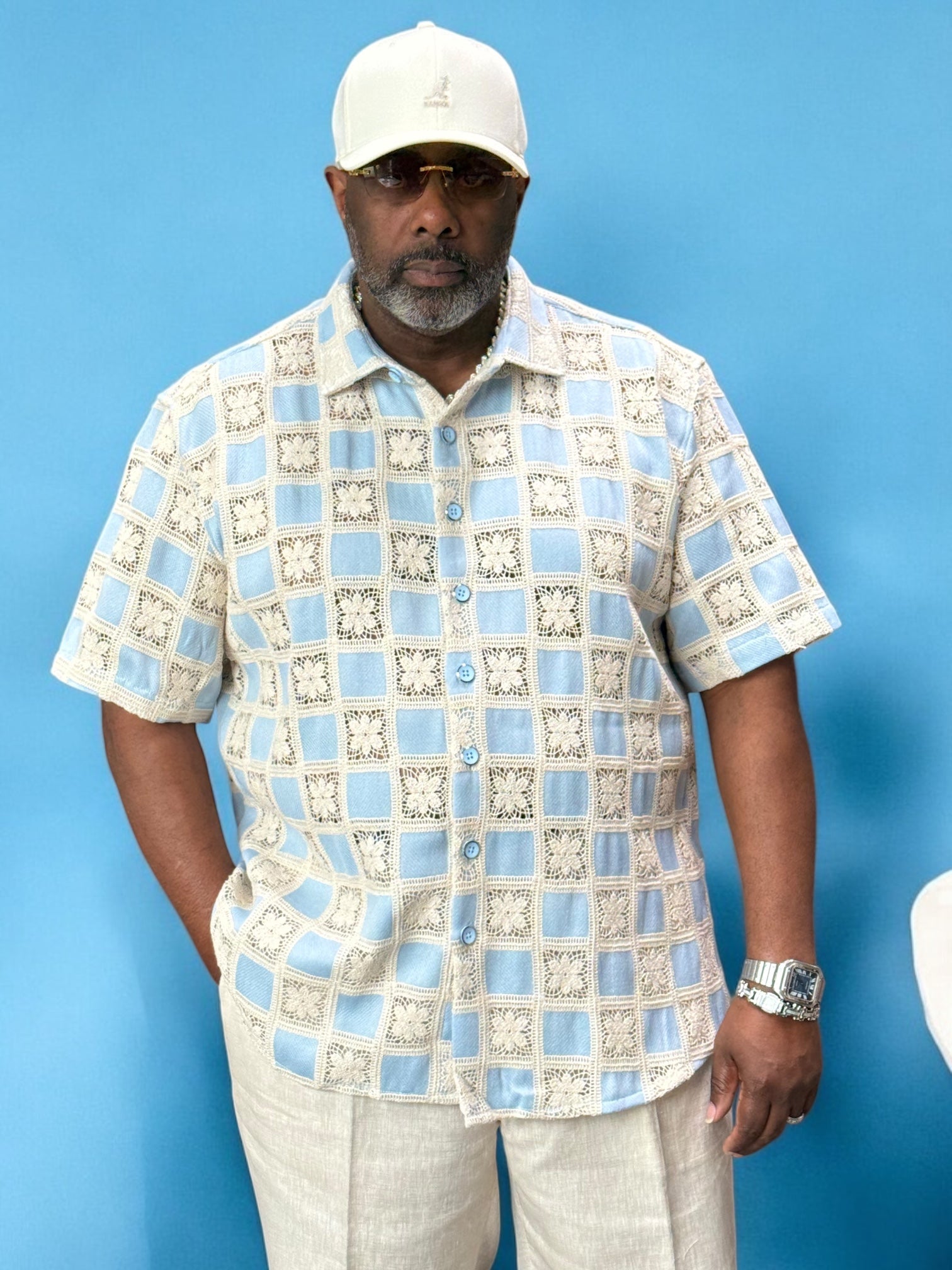 Lanzino "Luxe" Short Sleeve Shirt (Sky) 119