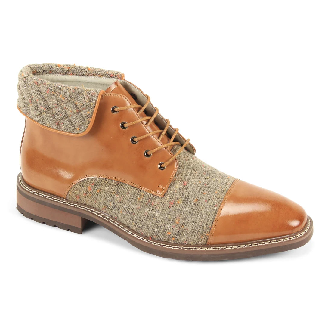 Giovanni Stuart Textured Cap Toe Leather Boots – Tan