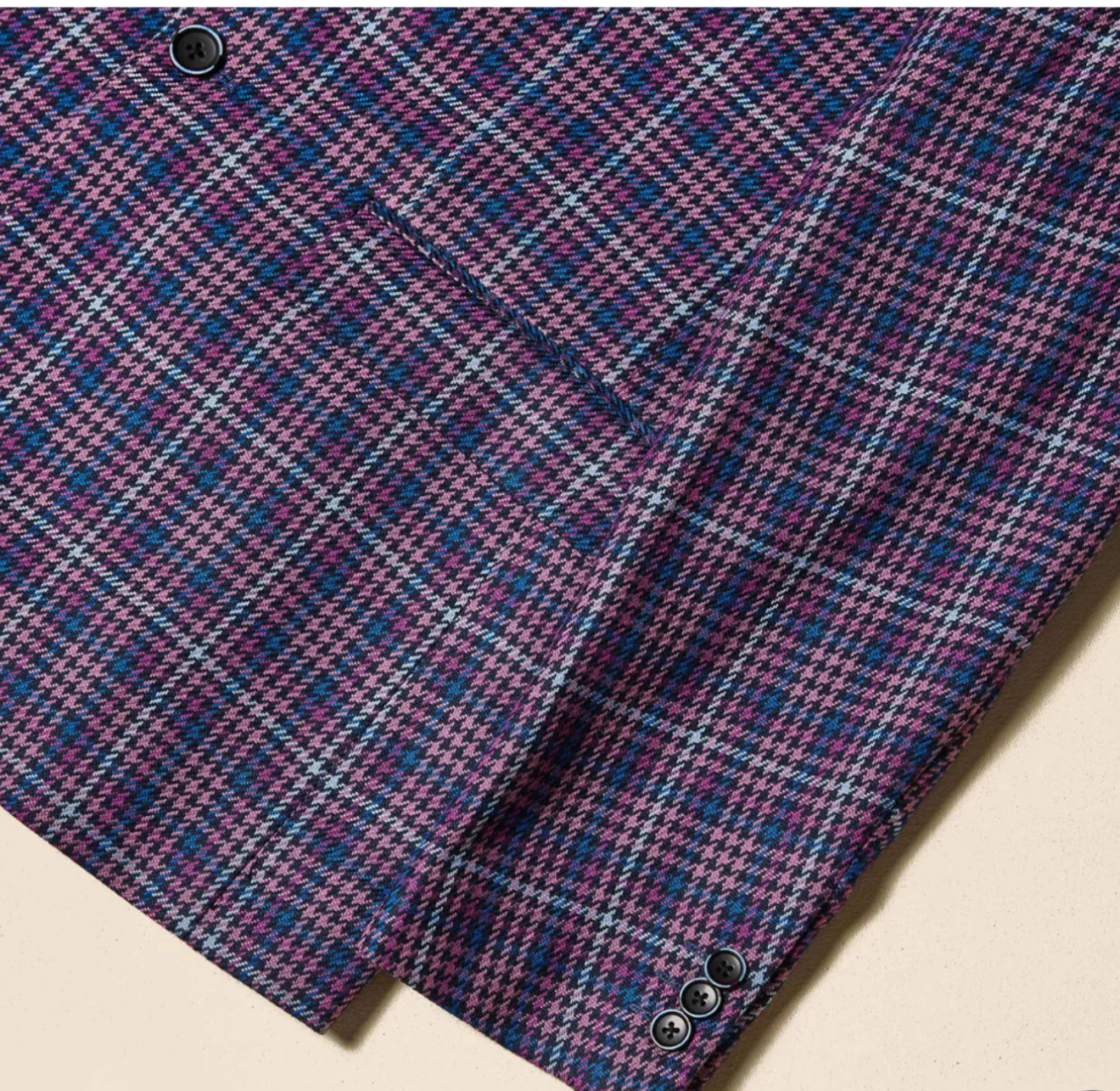 Inserch Men’s Multi-Color Houndstooth Blazer – Purple/Navy 266