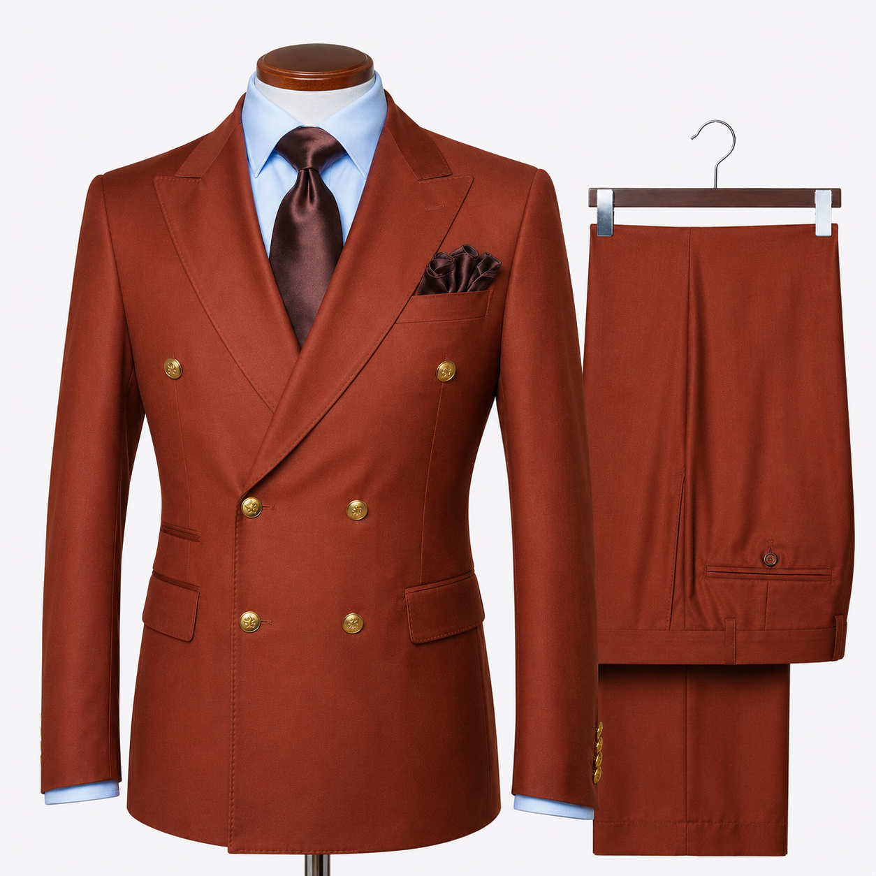Rossi Man Rust Double Breasted Men's Modern Fit Suit