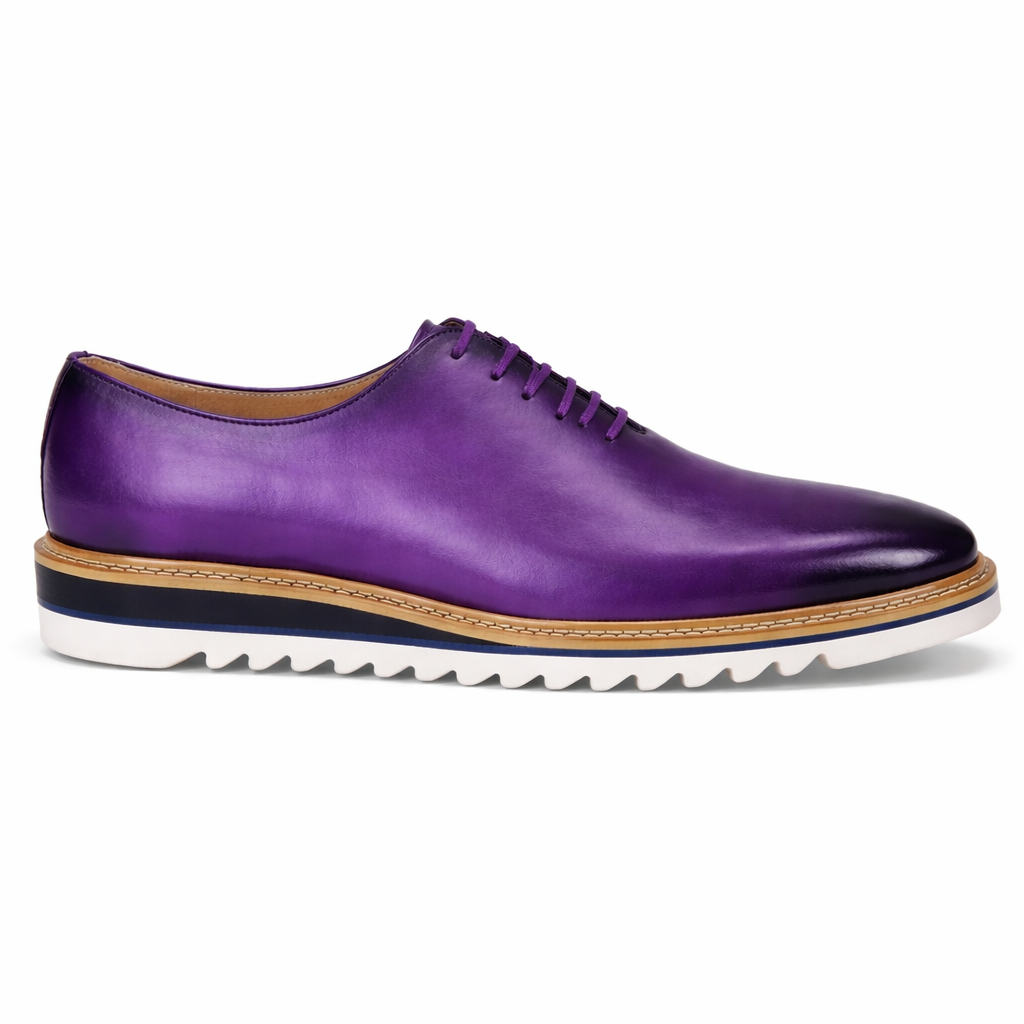Giovanni Ruben Men’s Leather Casual Oxford Comfort Shoe: Purple