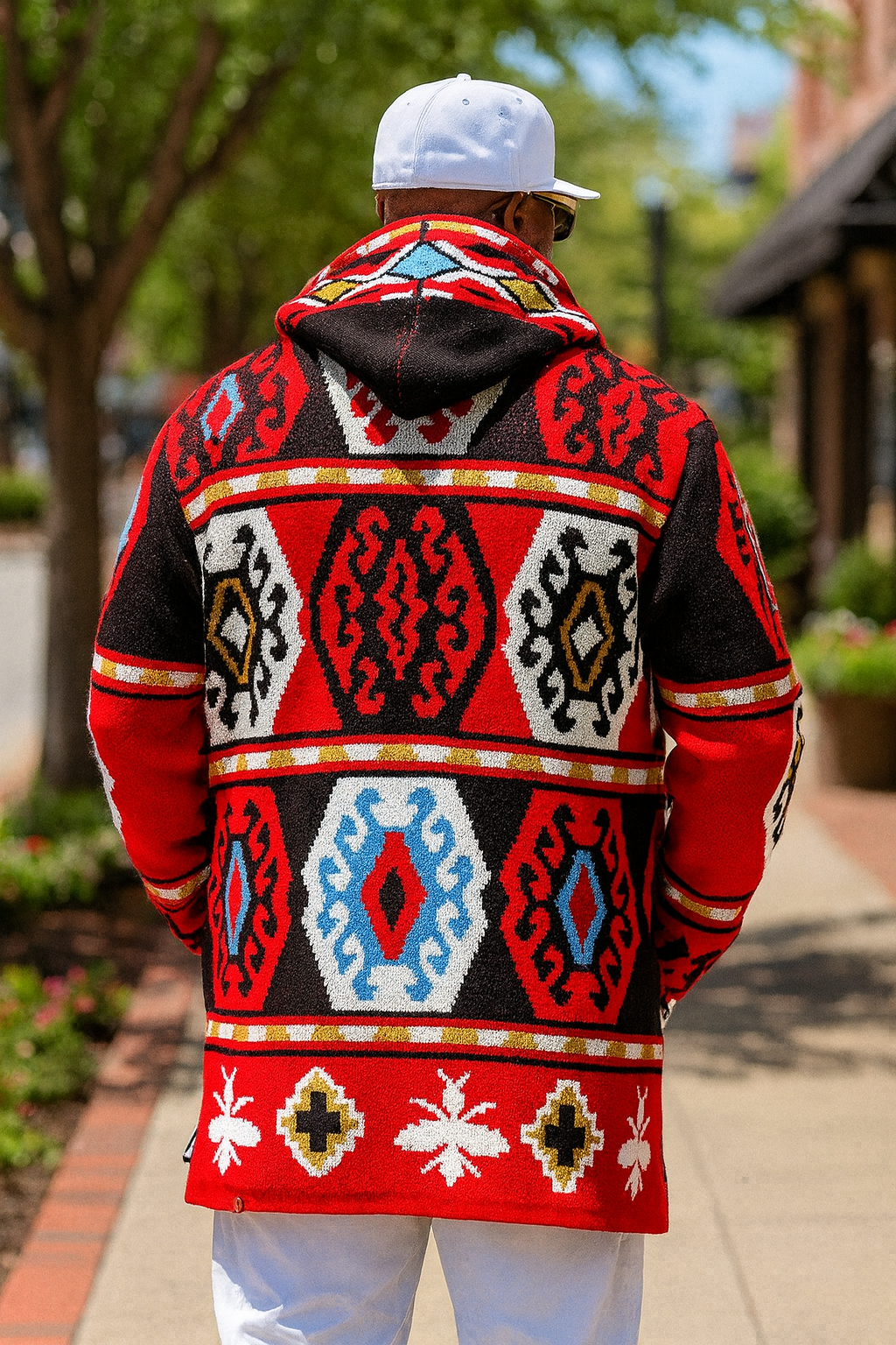 OIM "Canvas" Cardigan 3/4 Length Sweater Jacket (Red)