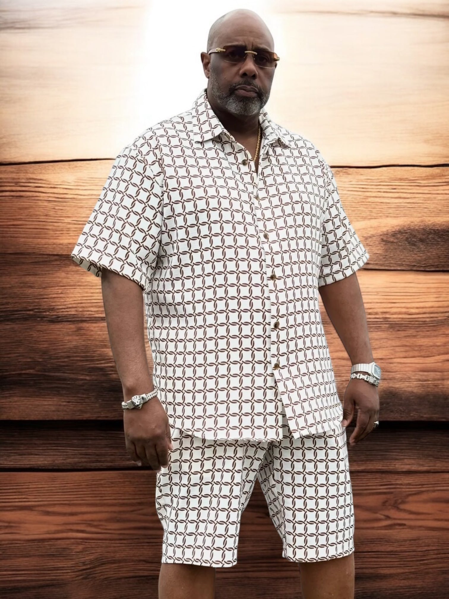 Lanzino Luxury Short Set (Brown) 220