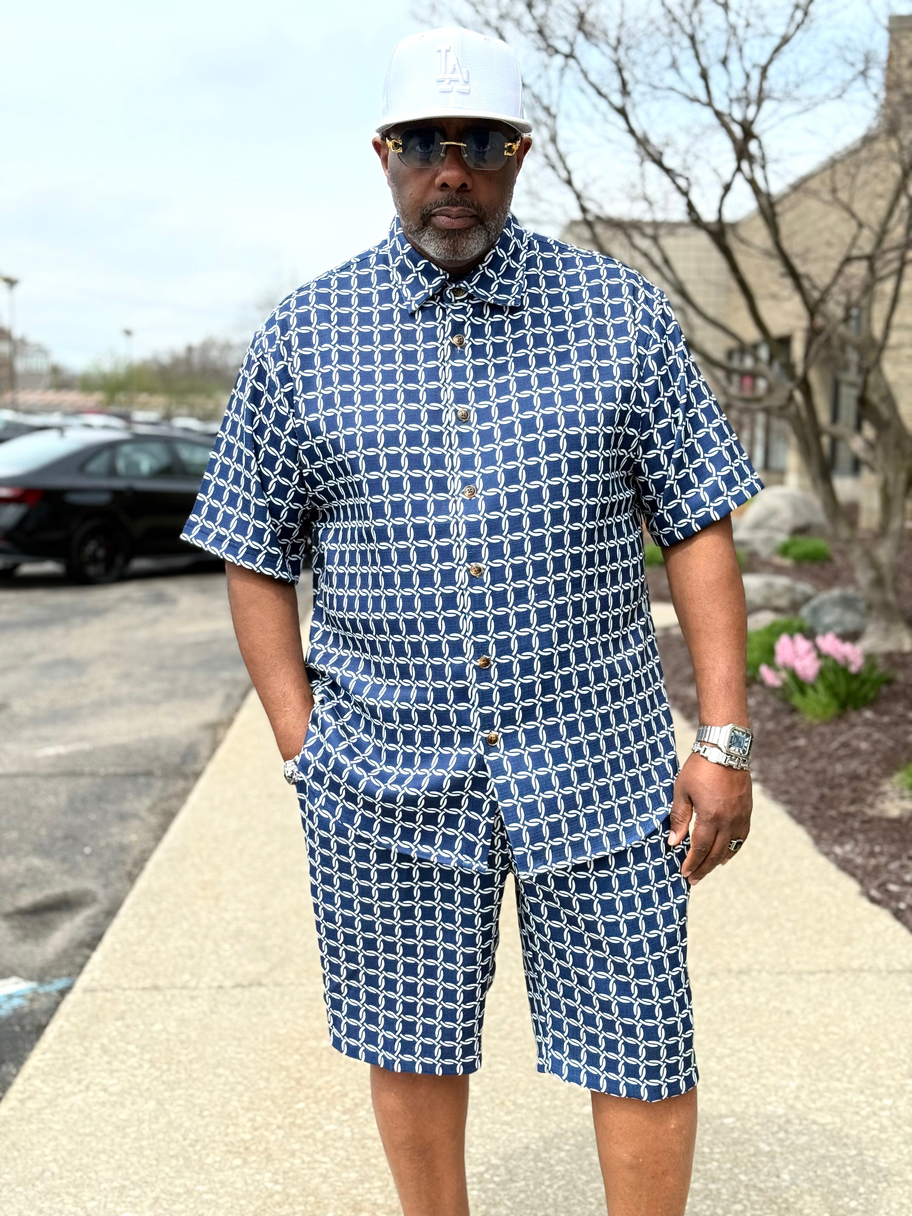 Lanzino Luxury Short Set (Navy) 220